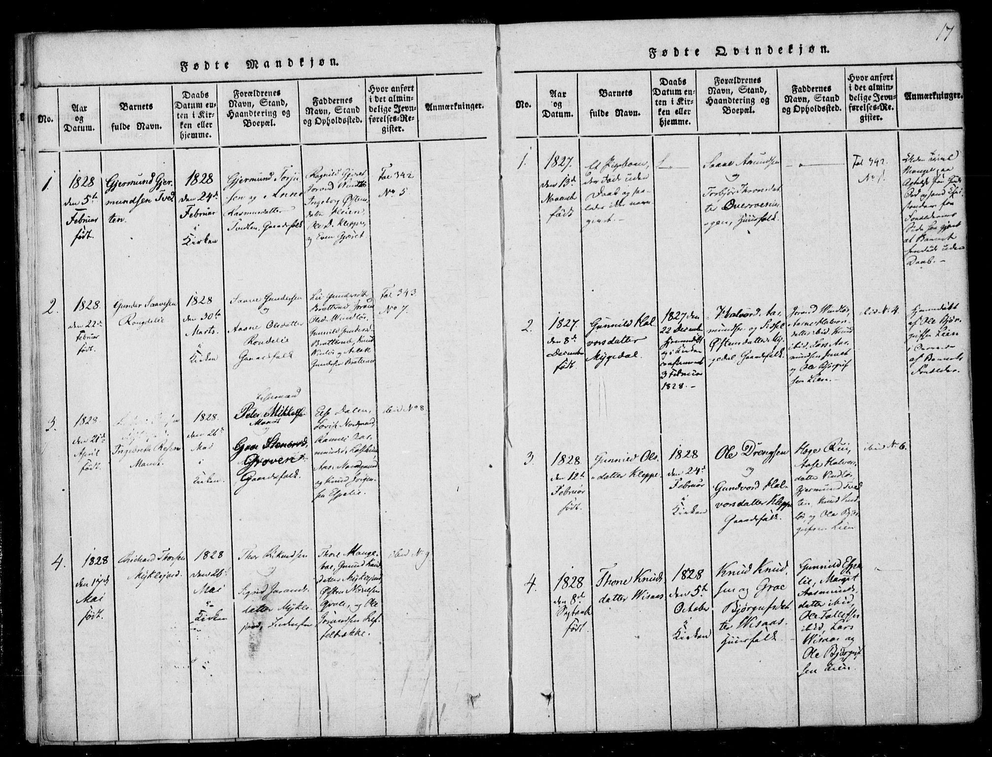 Lårdal kirkebøker, SAKO/A-284/F/Fb/L0001: Parish register (official) no. II 1, 1815-1860, p. 17