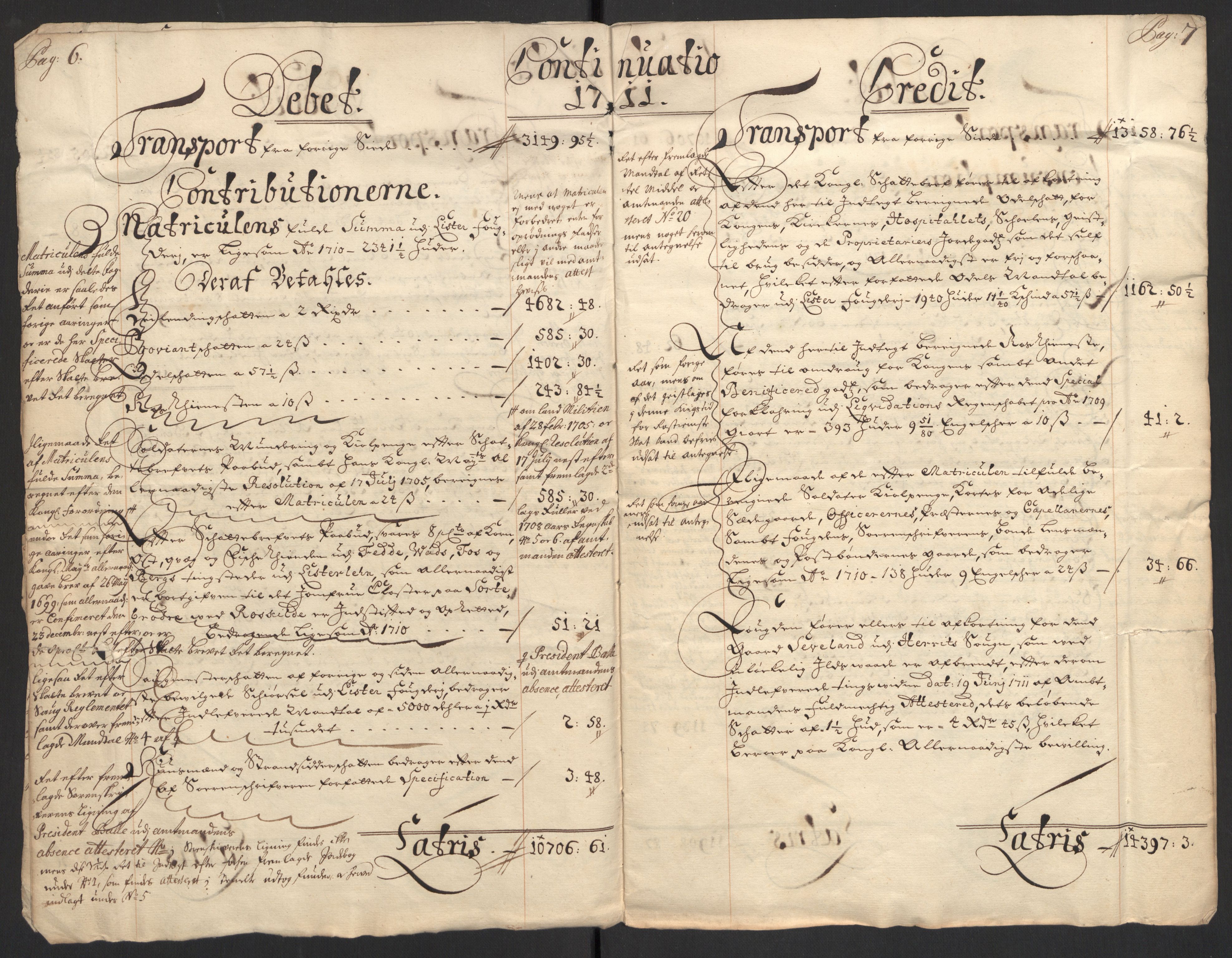 Rentekammeret inntil 1814, Reviderte regnskaper, Fogderegnskap, AV/RA-EA-4092/R43/L2554: Fogderegnskap Lista og Mandal, 1711, p. 6