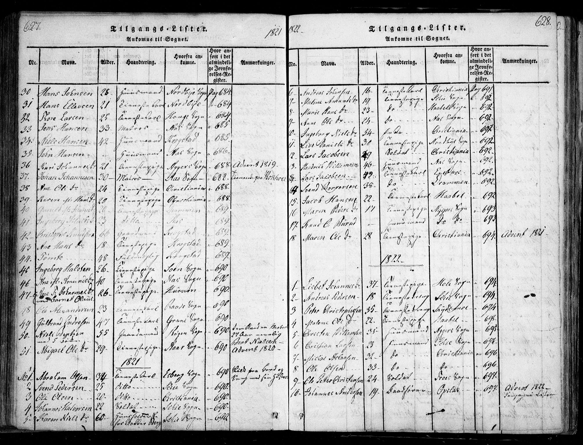 Nesodden prestekontor Kirkebøker, AV/SAO-A-10013/F/Fa/L0006: Parish register (official) no. I 6, 1814-1847, p. 627-628