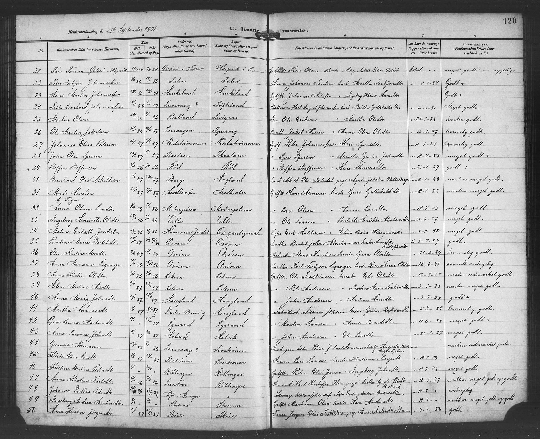 Os sokneprestembete, SAB/A-99929: Parish register (copy) no. A 3, 1897-1913, p. 120