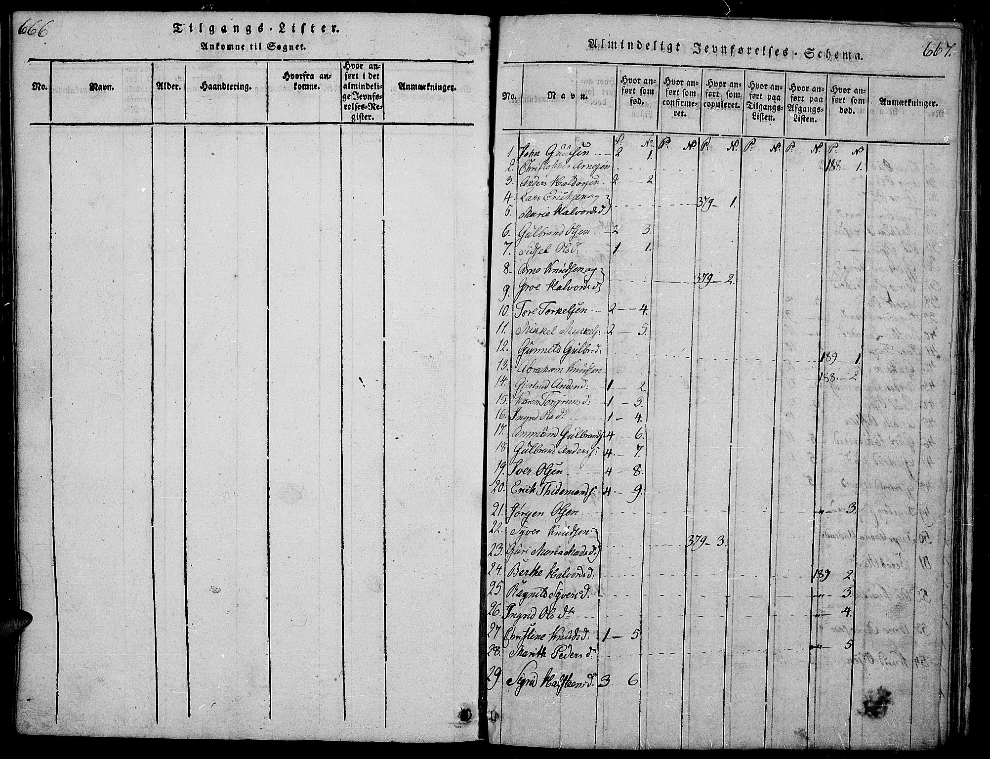 Sør-Aurdal prestekontor, SAH/PREST-128/H/Ha/Hab/L0001: Parish register (copy) no. 1, 1815-1826, p. 666-667