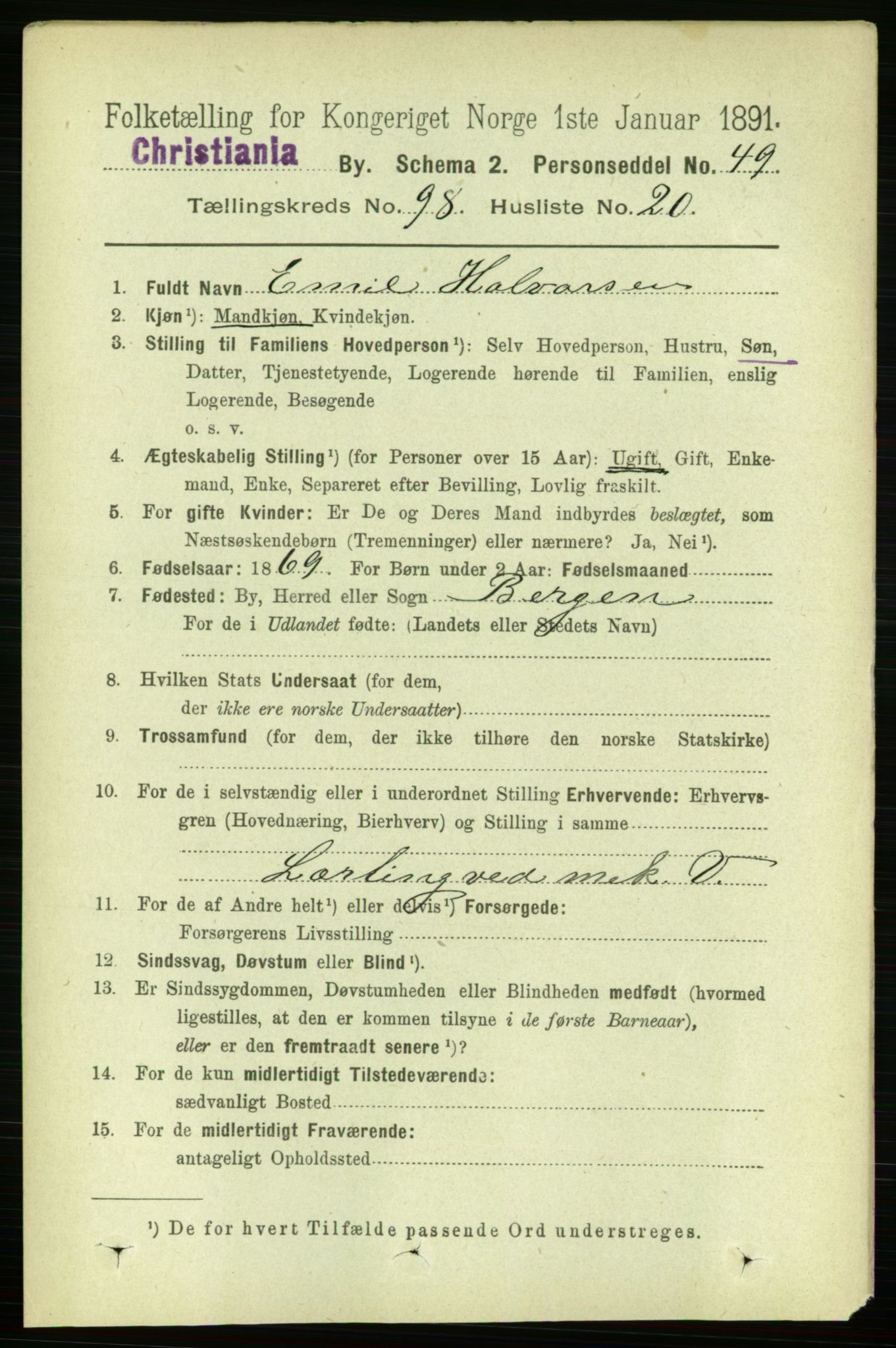 RA, 1891 census for 0301 Kristiania, 1891, p. 48377