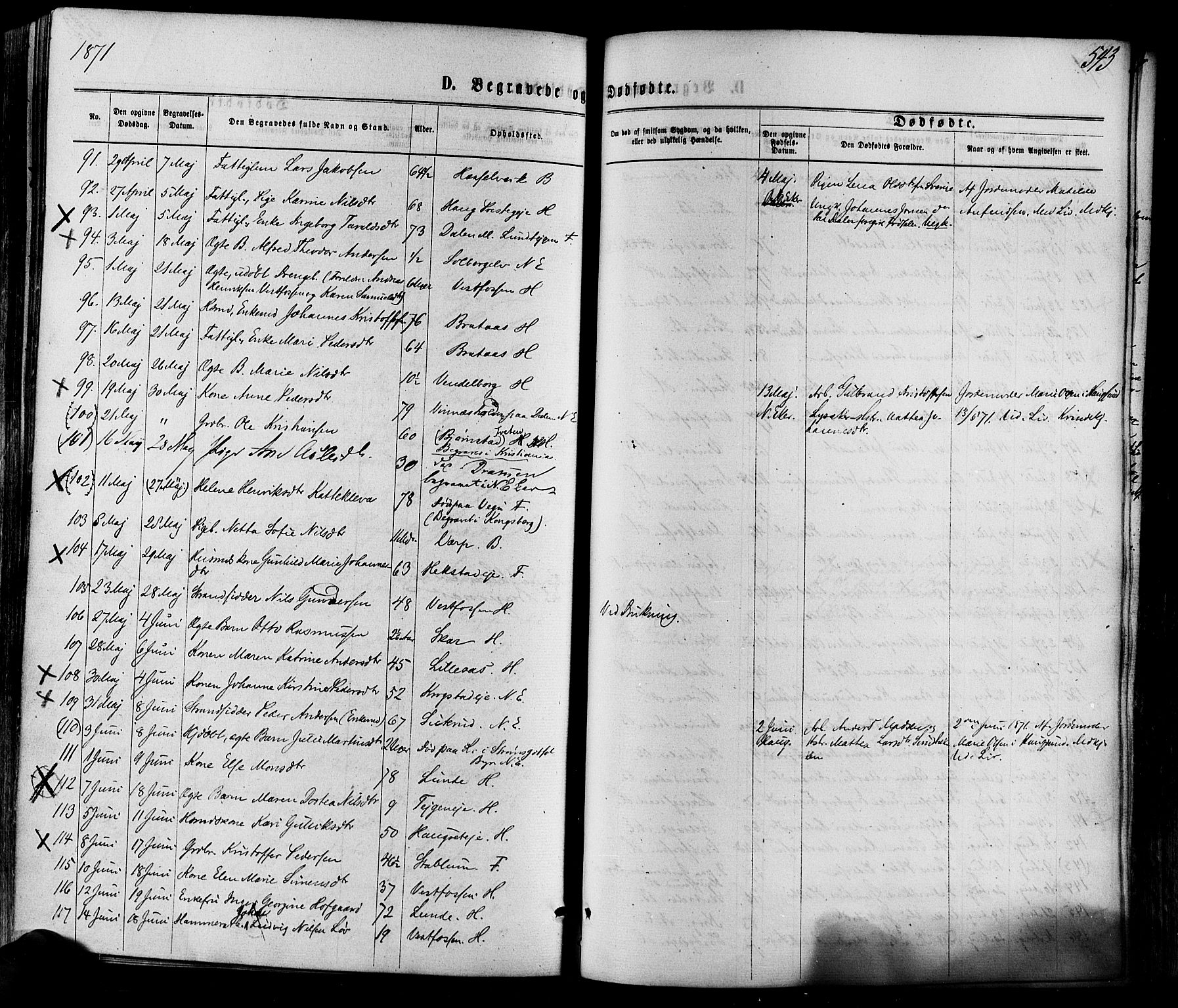 Eiker kirkebøker, SAKO/A-4/F/Fa/L0017: Parish register (official) no. I 17, 1869-1877, p. 543