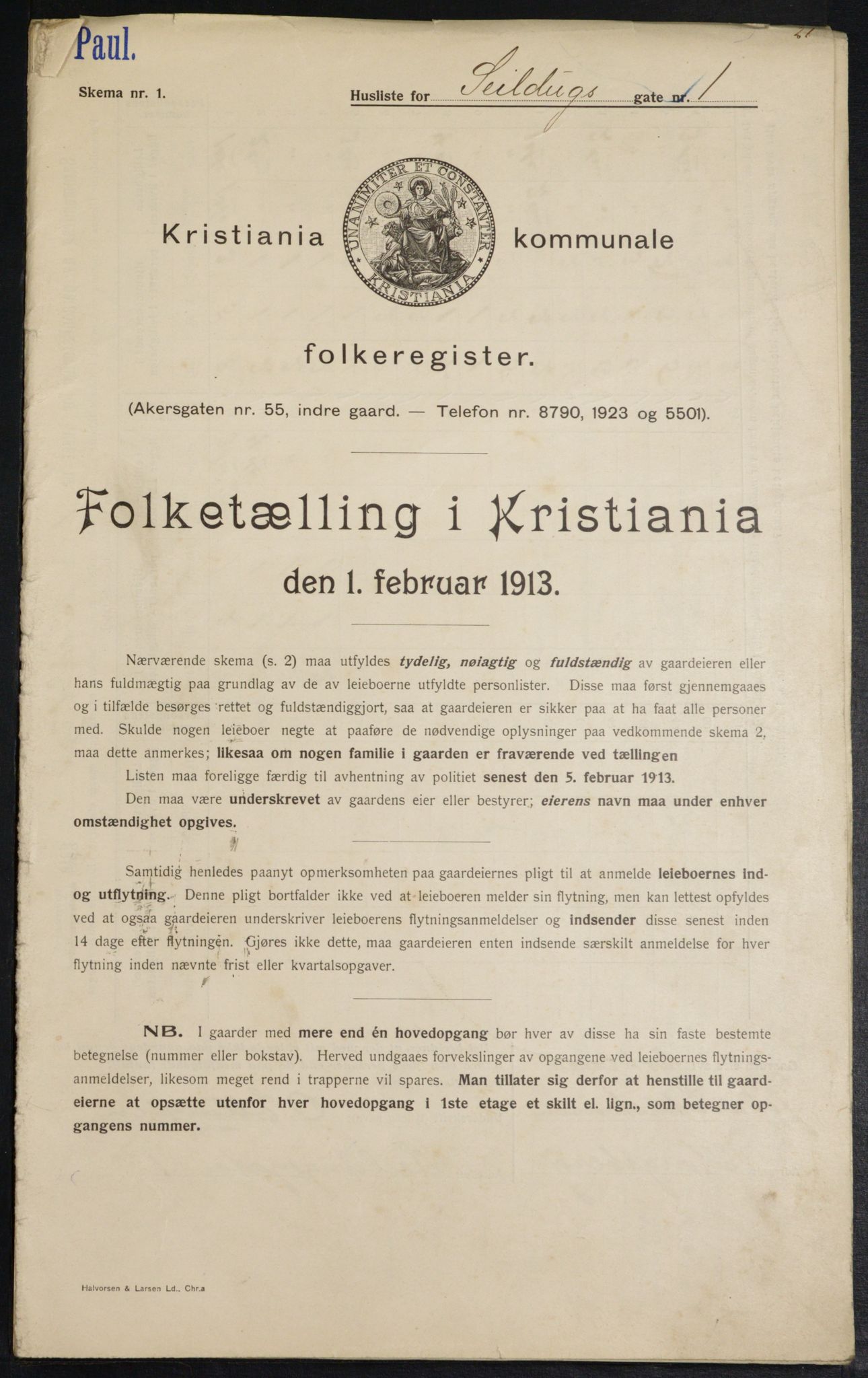 OBA, Municipal Census 1913 for Kristiania, 1913, p. 93783