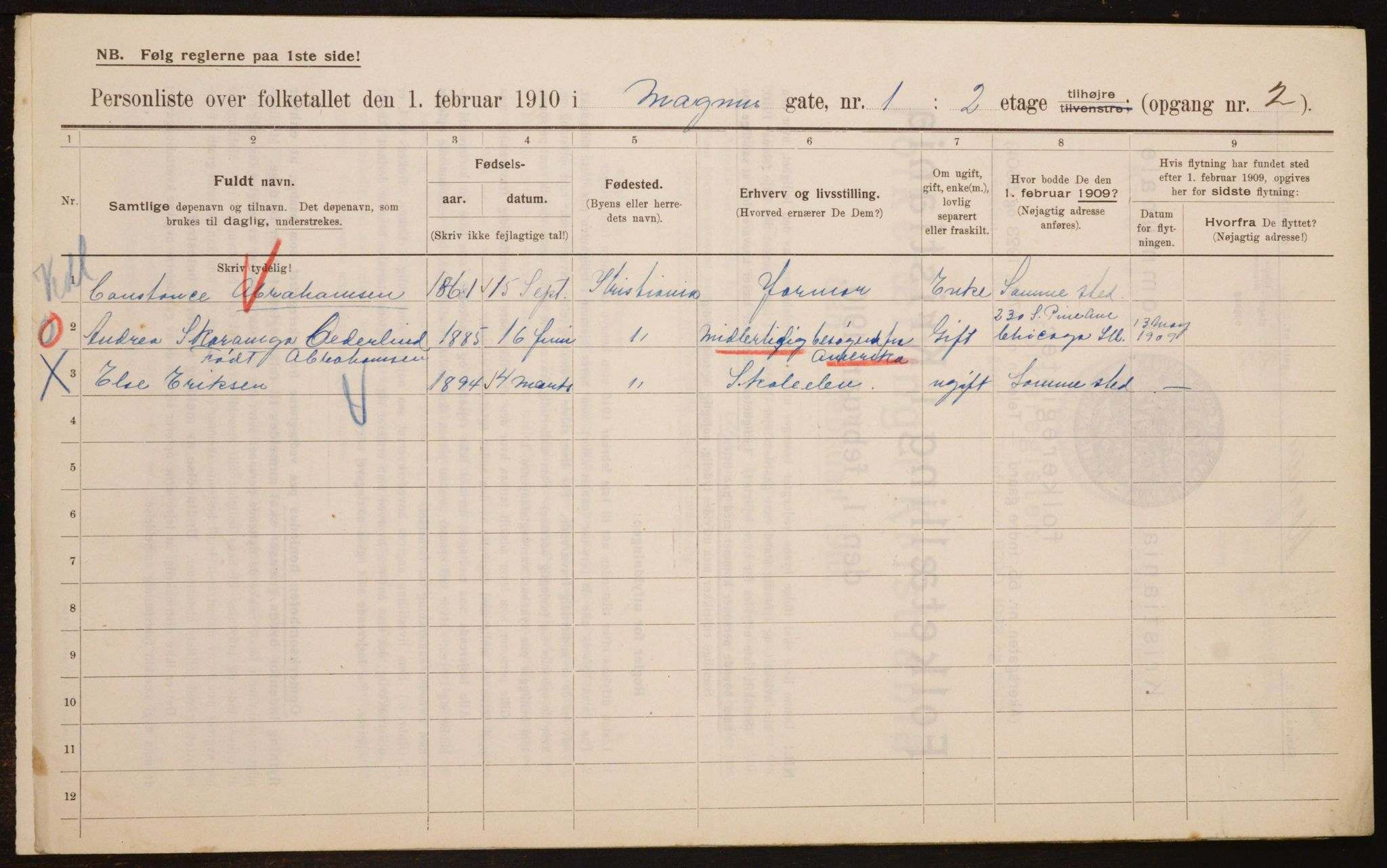 OBA, Municipal Census 1910 for Kristiania, 1910, p. 57212