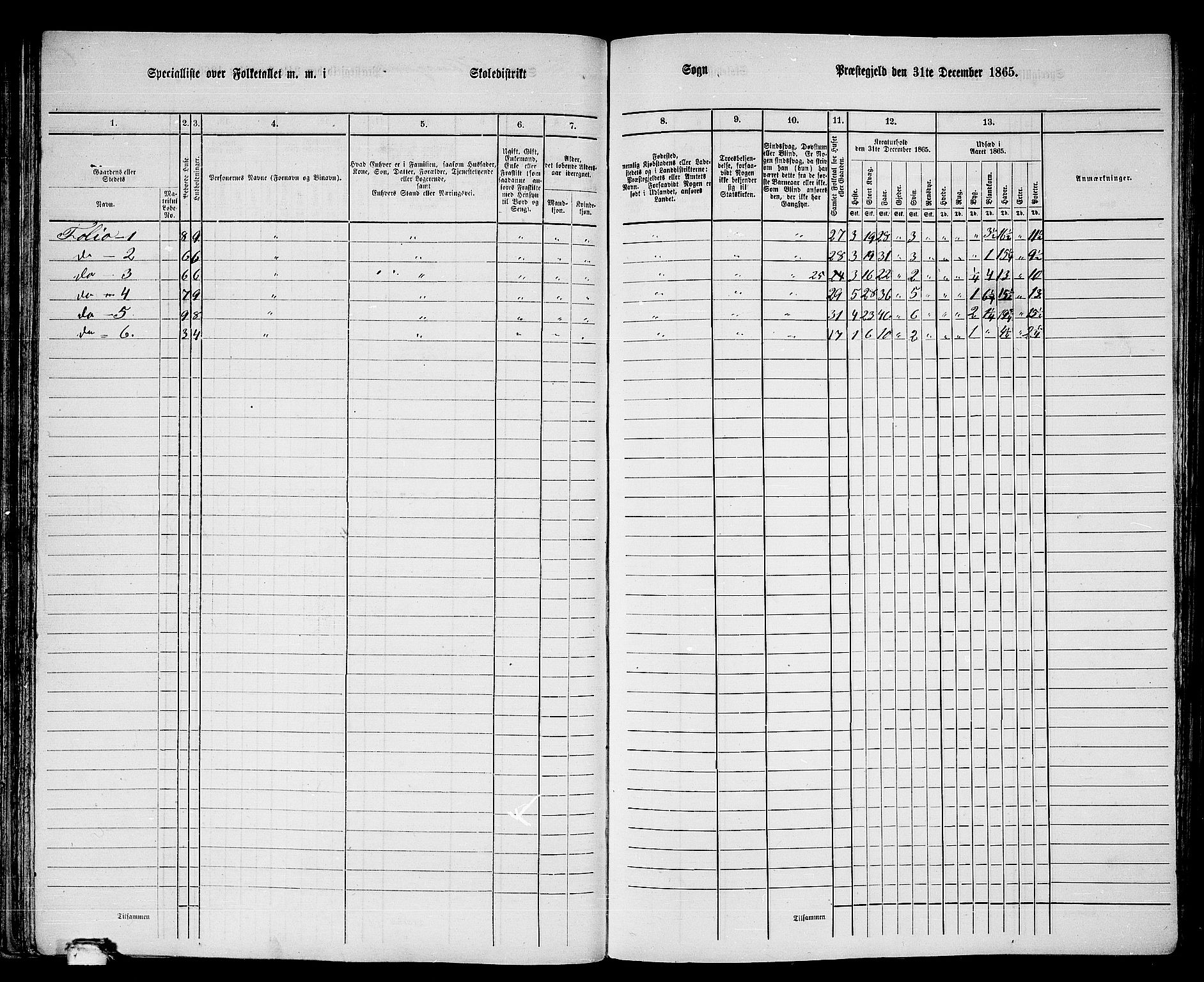 RA, 1865 census for Borgund, 1865, p. 54