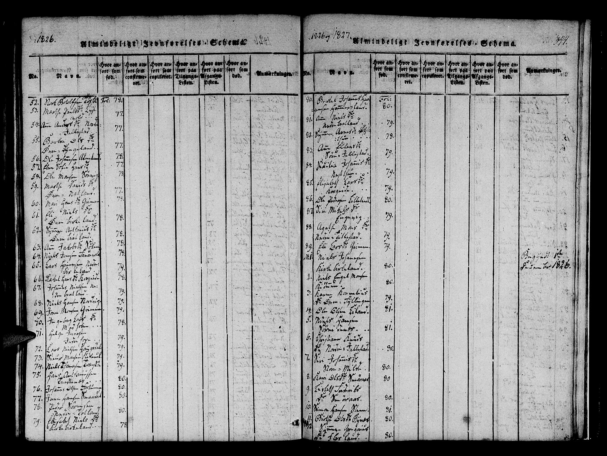 Fana Sokneprestembete, SAB/A-75101/H/Haa/Haaa/L0007: Parish register (official) no. A 7, 1816-1828, p. 344