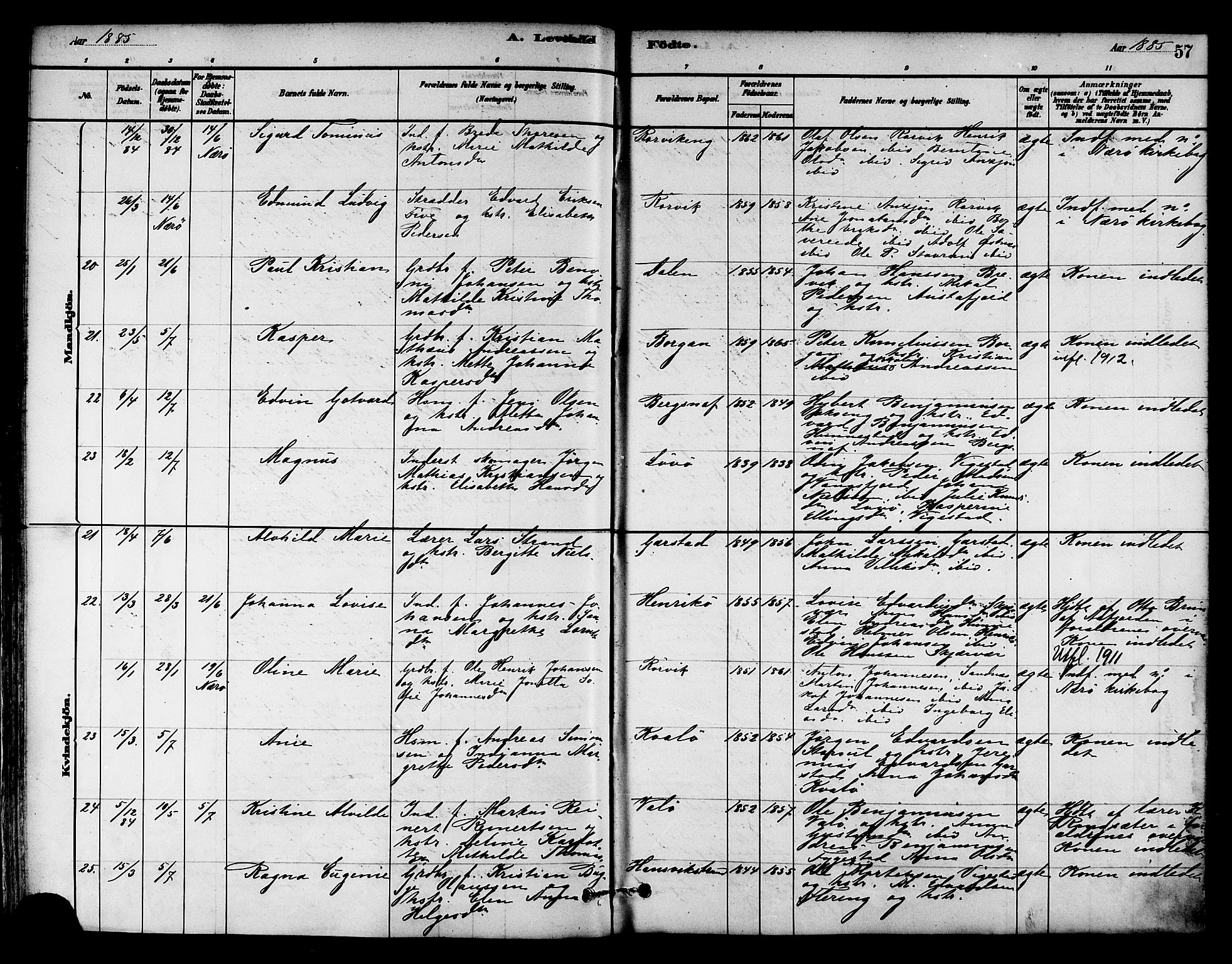 Ministerialprotokoller, klokkerbøker og fødselsregistre - Nord-Trøndelag, AV/SAT-A-1458/786/L0686: Parish register (official) no. 786A02, 1880-1887, p. 57