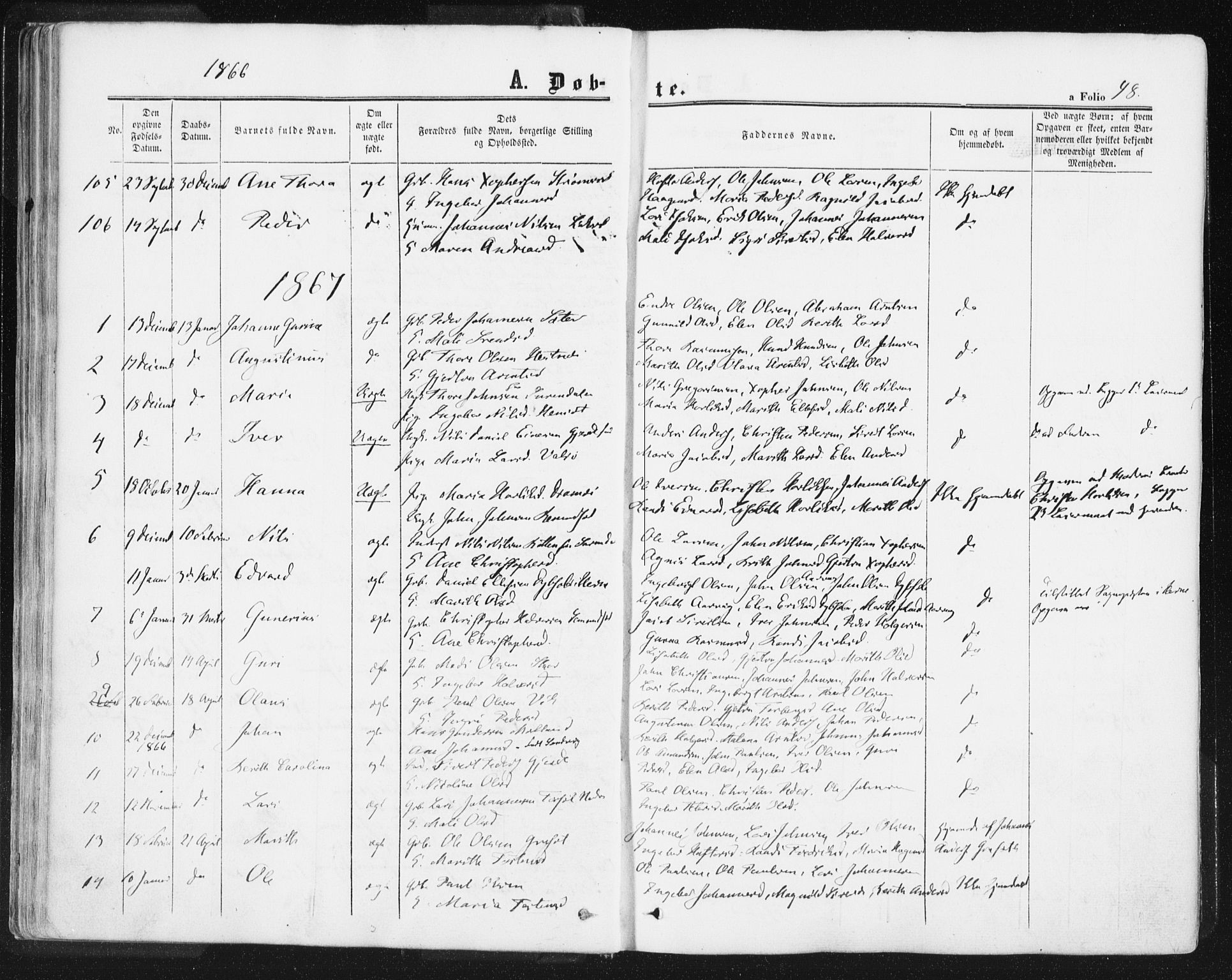 Ministerialprotokoller, klokkerbøker og fødselsregistre - Møre og Romsdal, SAT/A-1454/578/L0905: Parish register (official) no. 578A04, 1859-1877, p. 48