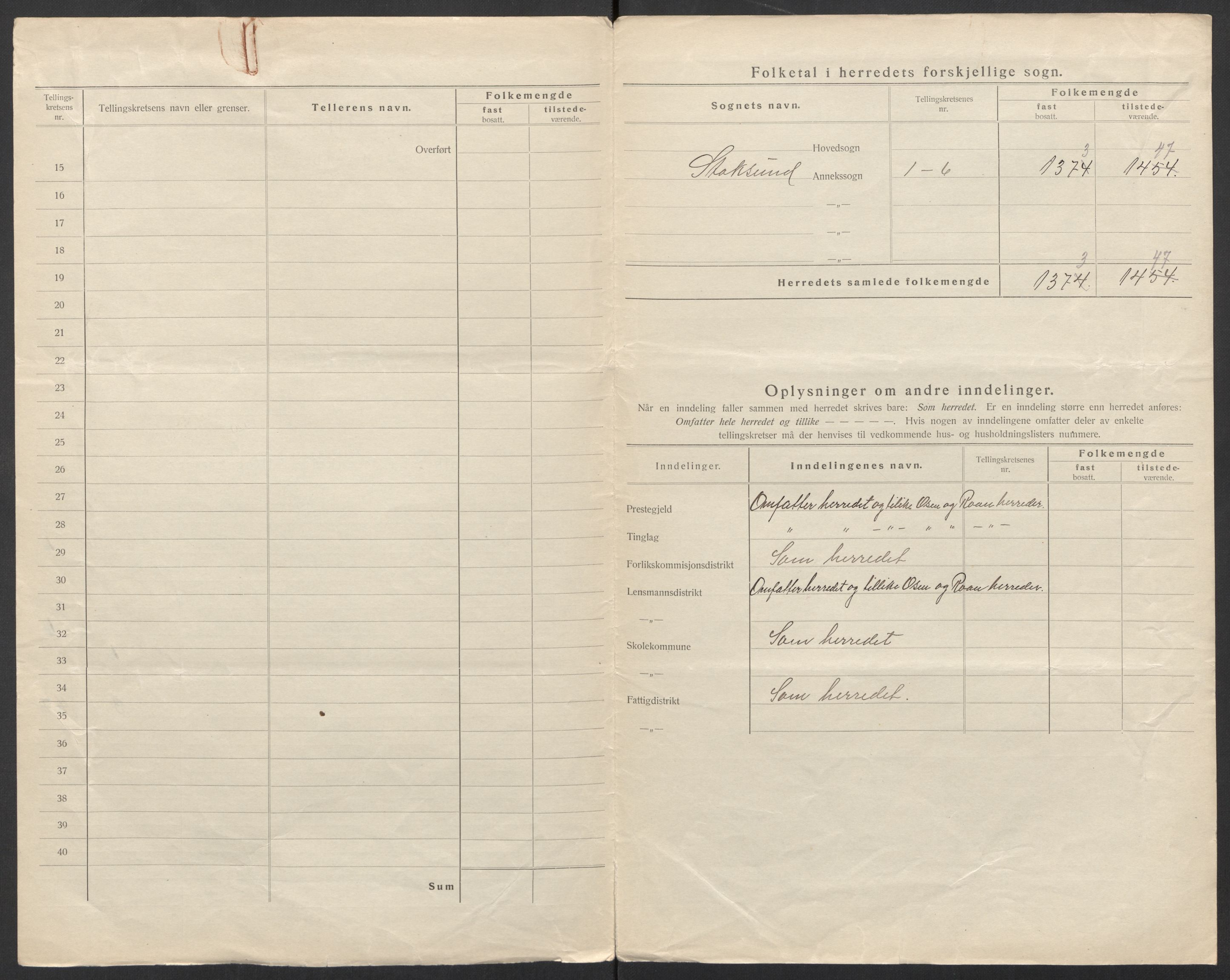 SAT, 1920 census for Stoksund, 1920, p. 6