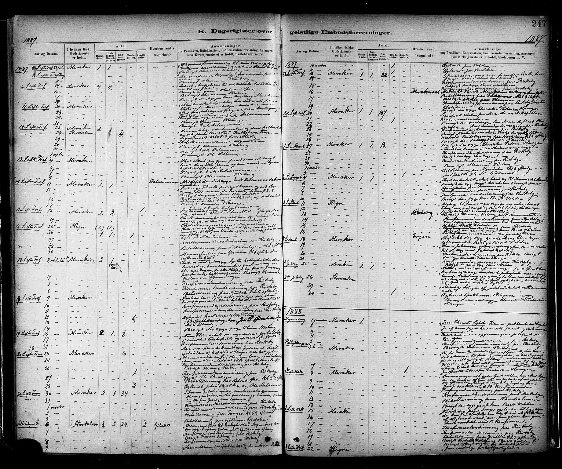 Ministerialprotokoller, klokkerbøker og fødselsregistre - Nord-Trøndelag, SAT/A-1458/706/L0047: Parish register (official) no. 706A03, 1878-1892, p. 247
