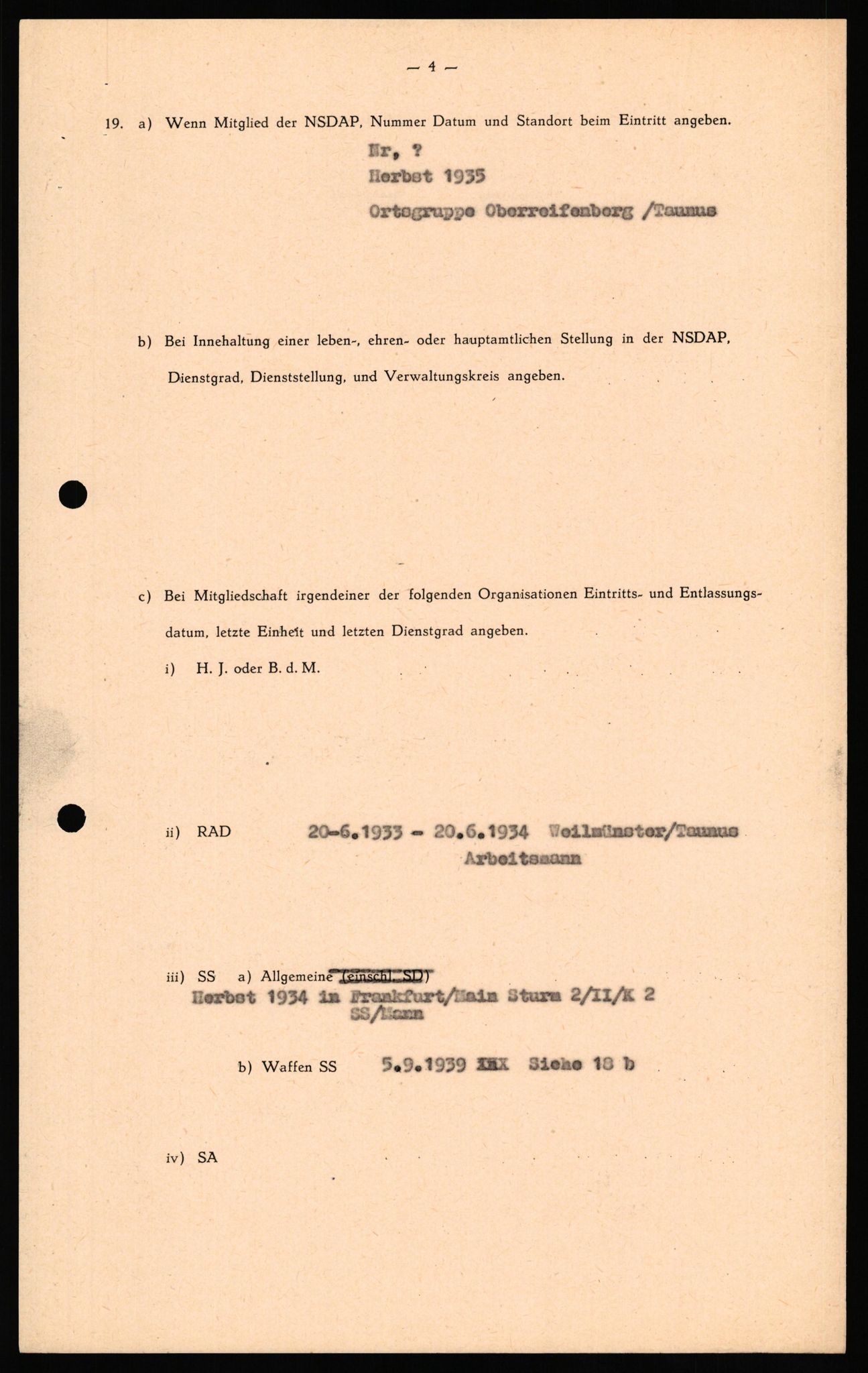 Forsvaret, Forsvarets overkommando II, RA/RAFA-3915/D/Db/L0031: CI Questionaires. Tyske okkupasjonsstyrker i Norge. Tyskere., 1945-1946, p. 81