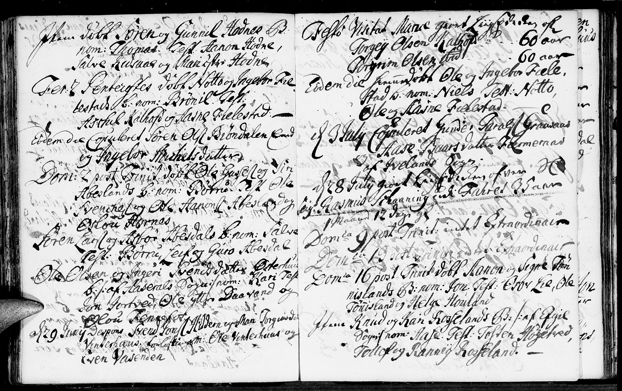 Evje sokneprestkontor, AV/SAK-1111-0008/F/Fa/Fab/L0001: Parish register (official) no. A 1, 1704-1764, p. 154-155