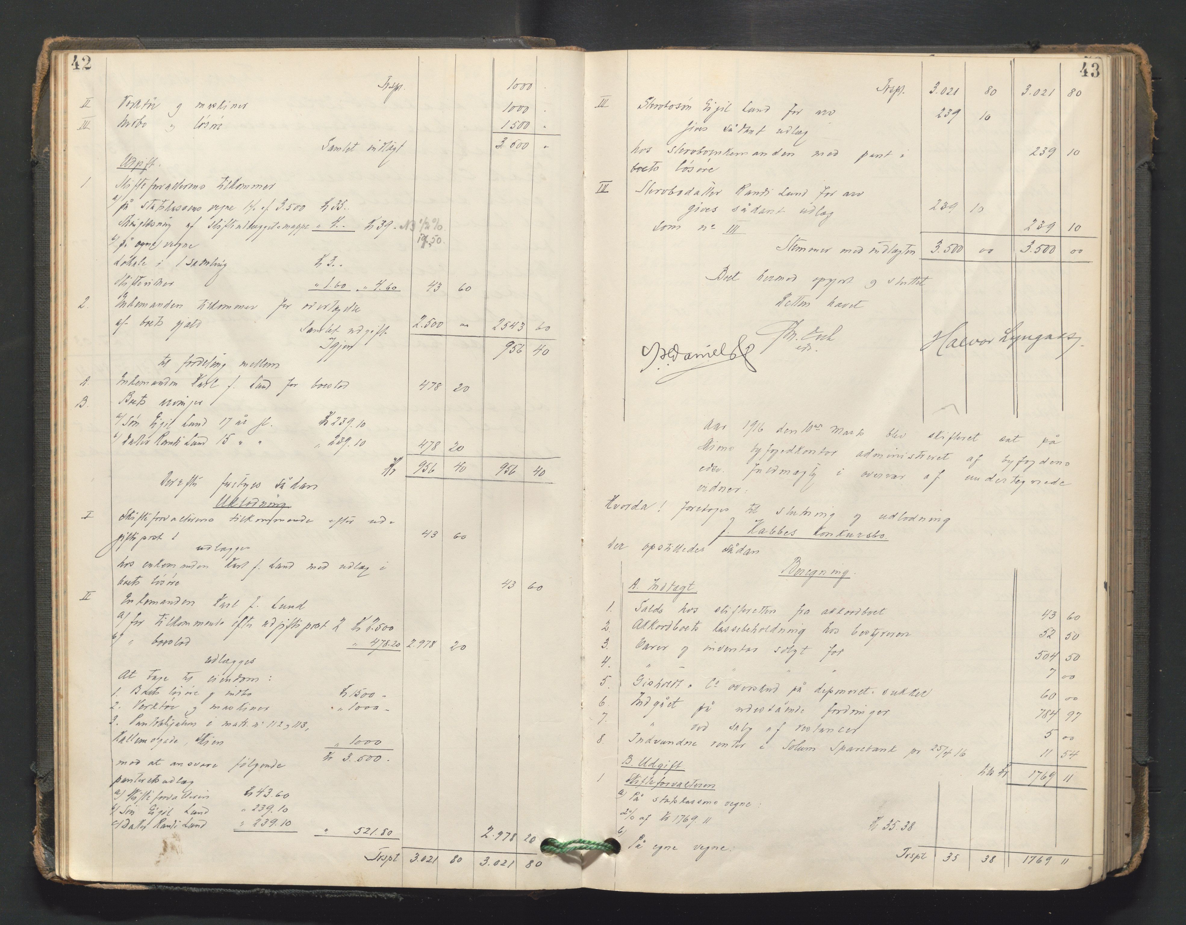 Skien byfogd, AV/SAKO-A-219/H/He/L0004: Skifteutlodningsprotokoll, 1915-1925, p. 42-43