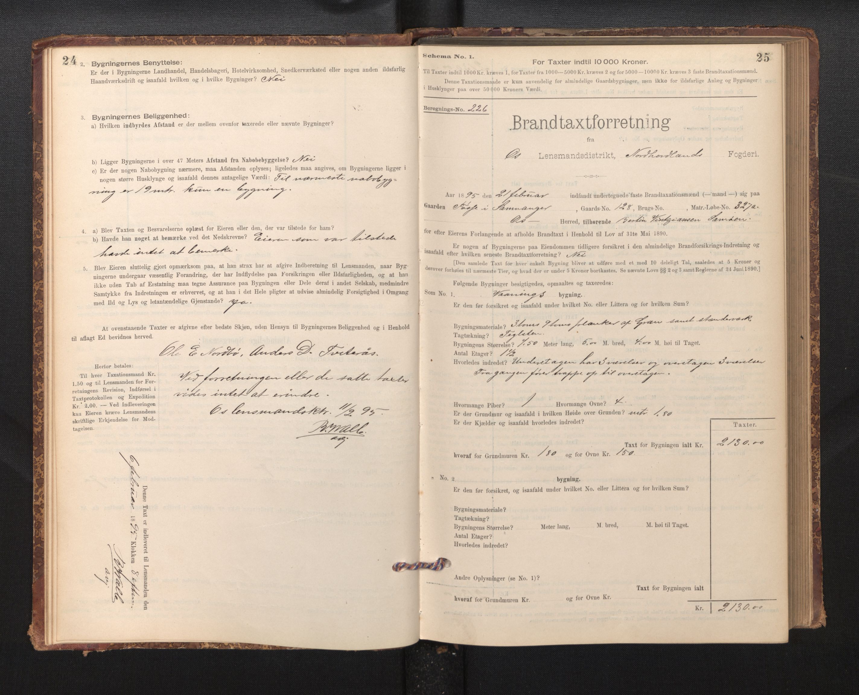 Lensmannen i Os, AV/SAB-A-34101/0012/L0008: Branntakstprotokoll, skjematakst, 1894-1915, p. 24-25