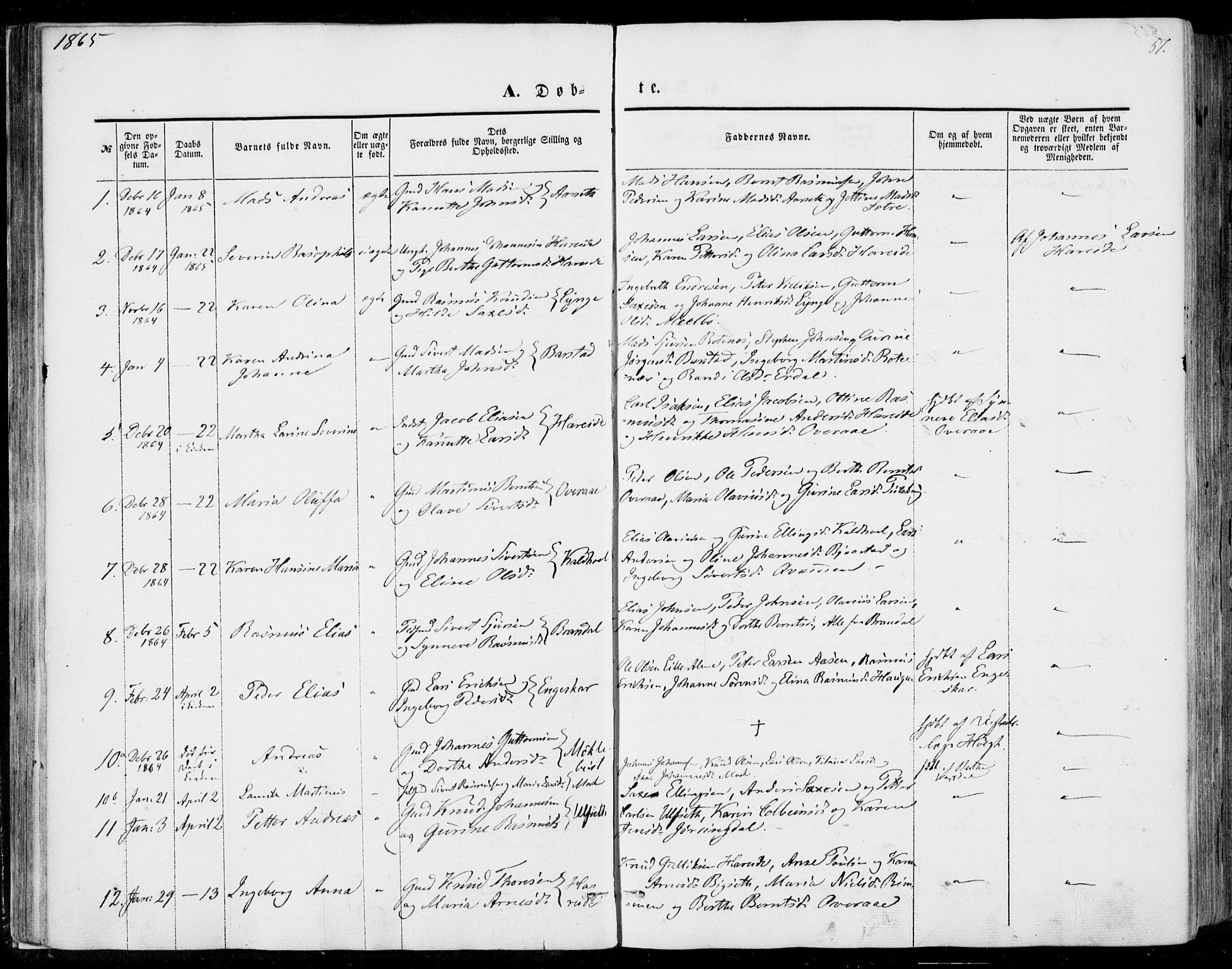 Ministerialprotokoller, klokkerbøker og fødselsregistre - Møre og Romsdal, SAT/A-1454/510/L0121: Parish register (official) no. 510A01, 1848-1877, p. 57