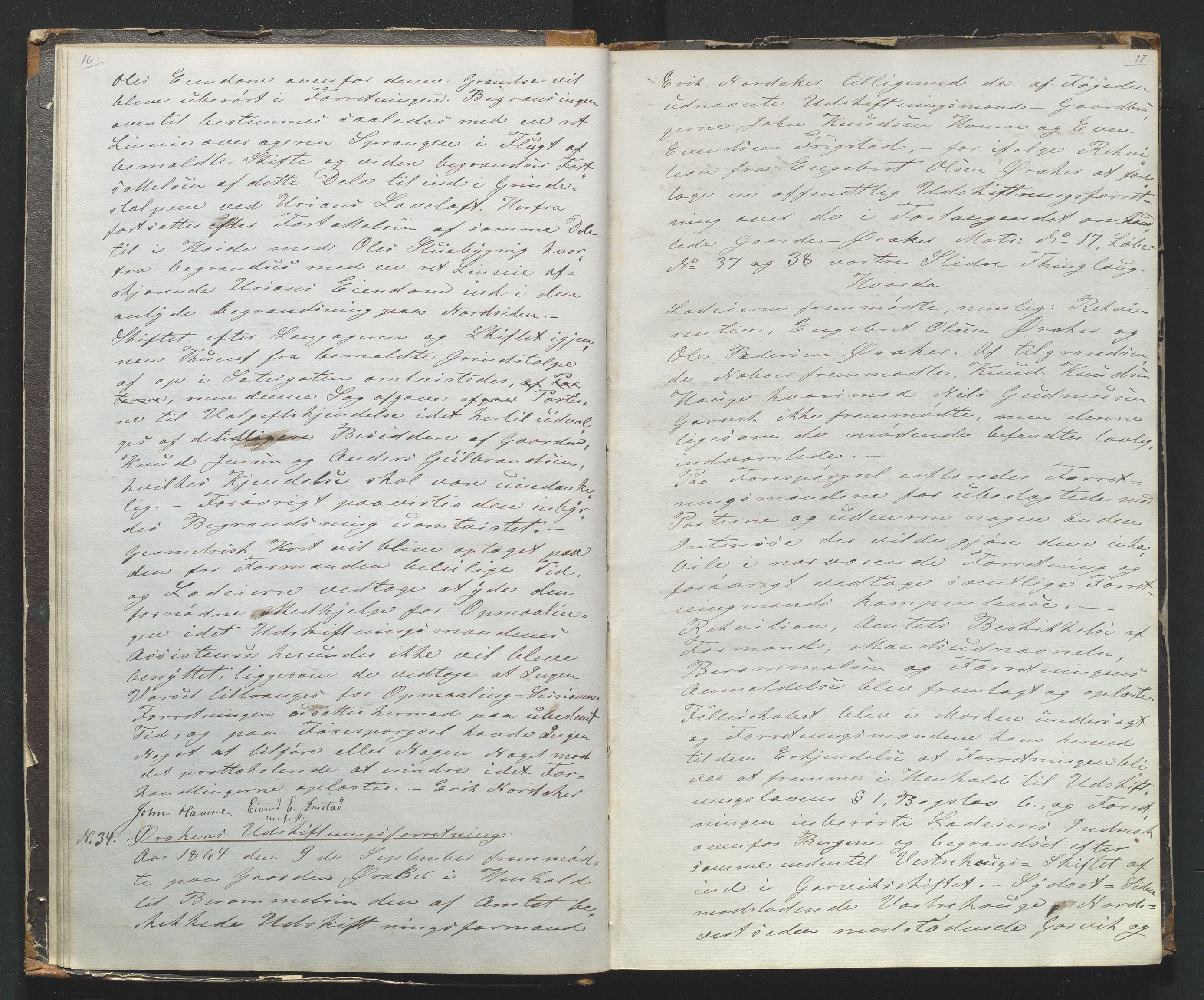 Utskiftningsformannen i Oppland fylke, AV/SAH-JORDSKIFTEO-001/H/Ha/Hag/L0001/0002: Forhandlingsprotokoller / Forhandlingsprotokoll - Valdres, 1864-1866, p. 16-17