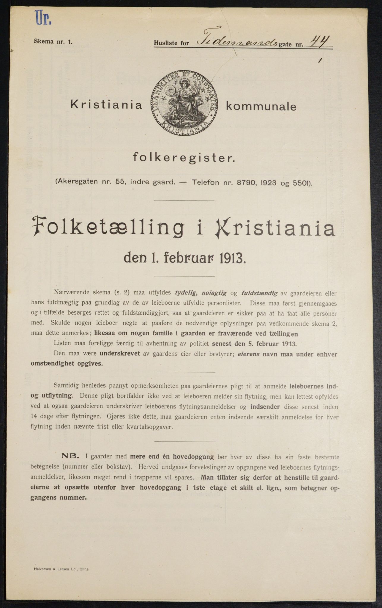 OBA, Municipal Census 1913 for Kristiania, 1913, p. 111526