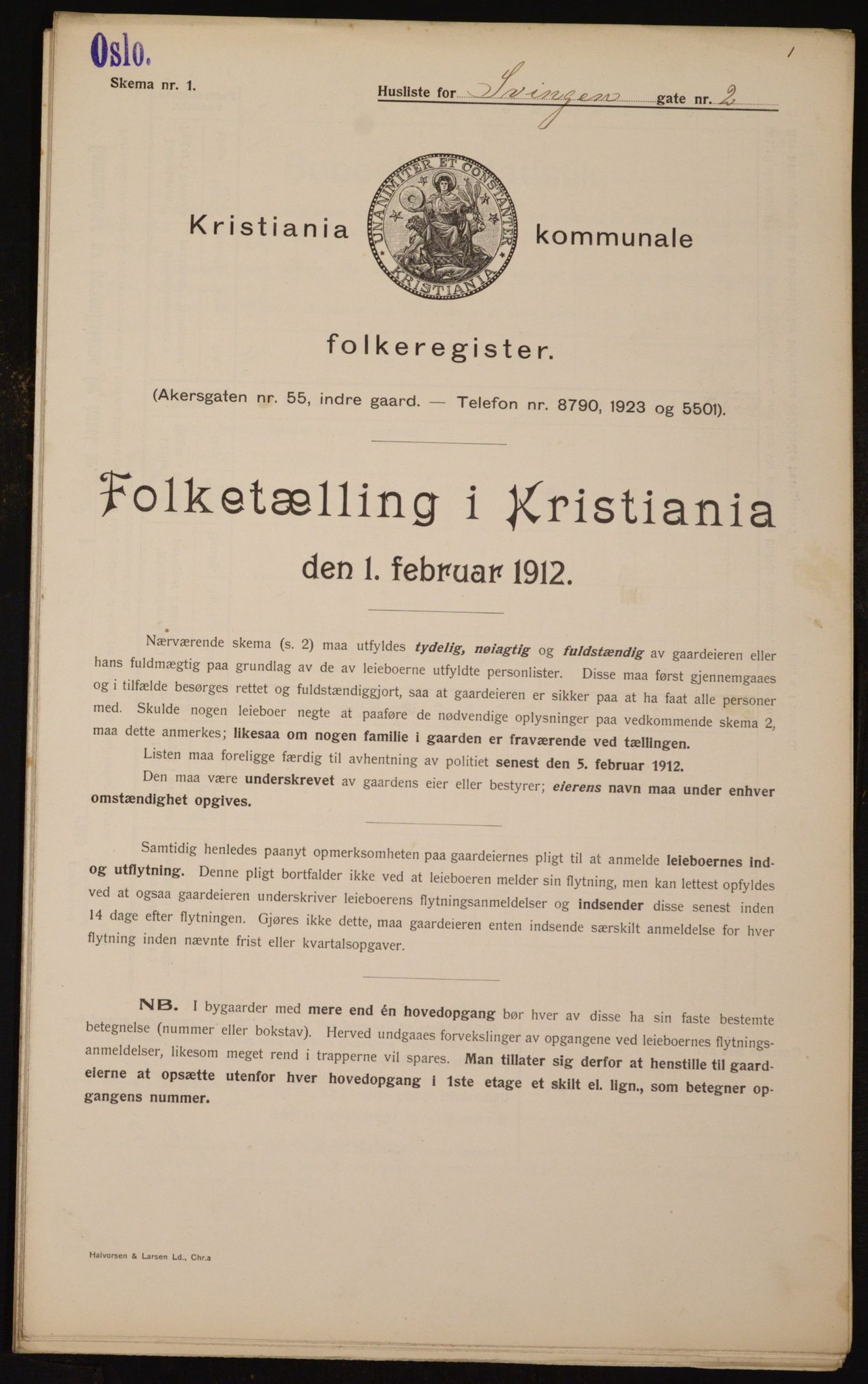 OBA, Municipal Census 1912 for Kristiania, 1912, p. 106138