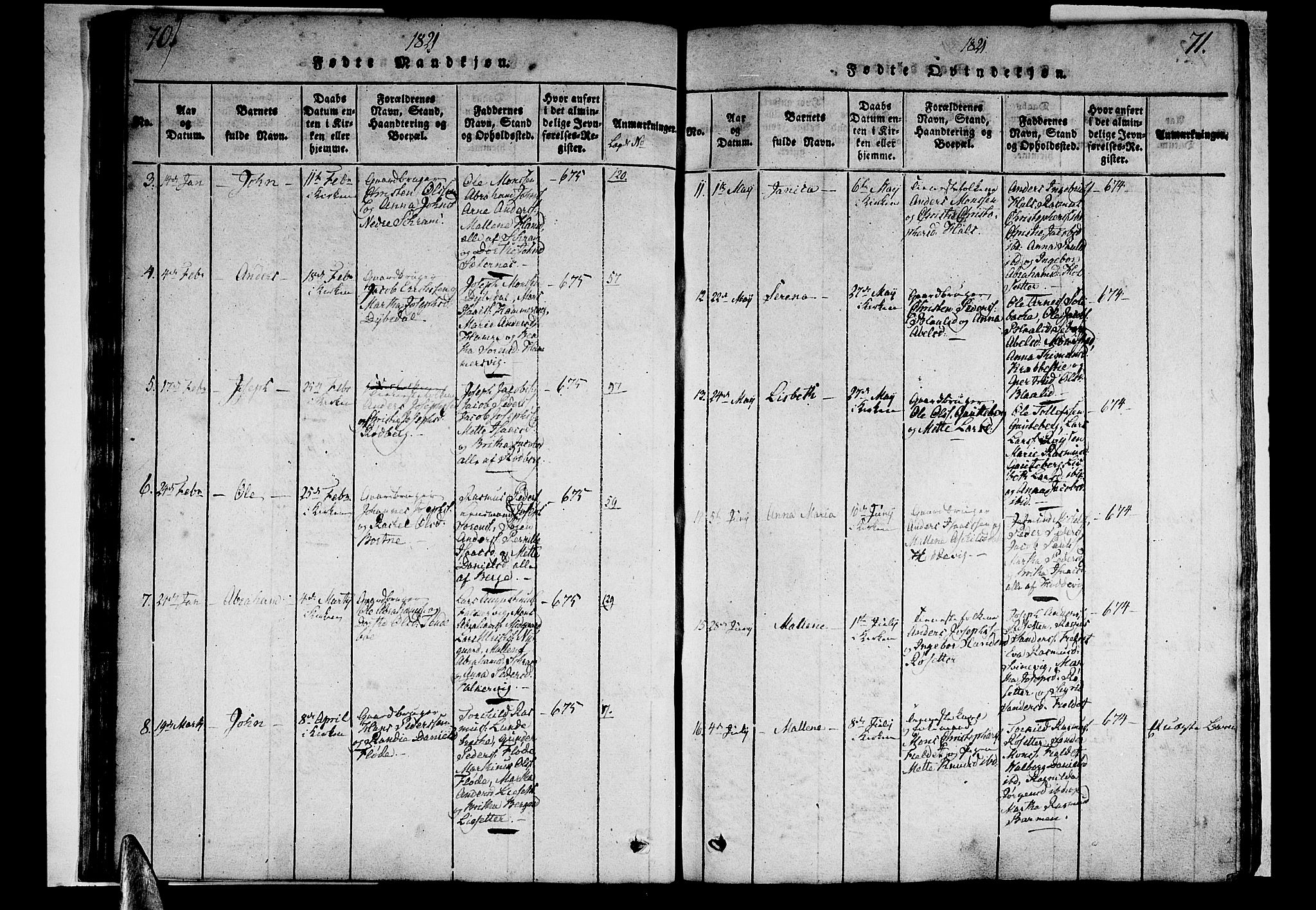 Selje sokneprestembete, AV/SAB-A-99938/H/Ha/Haa/Haaa: Parish register (official) no. A 8, 1816-1828, p. 70-71