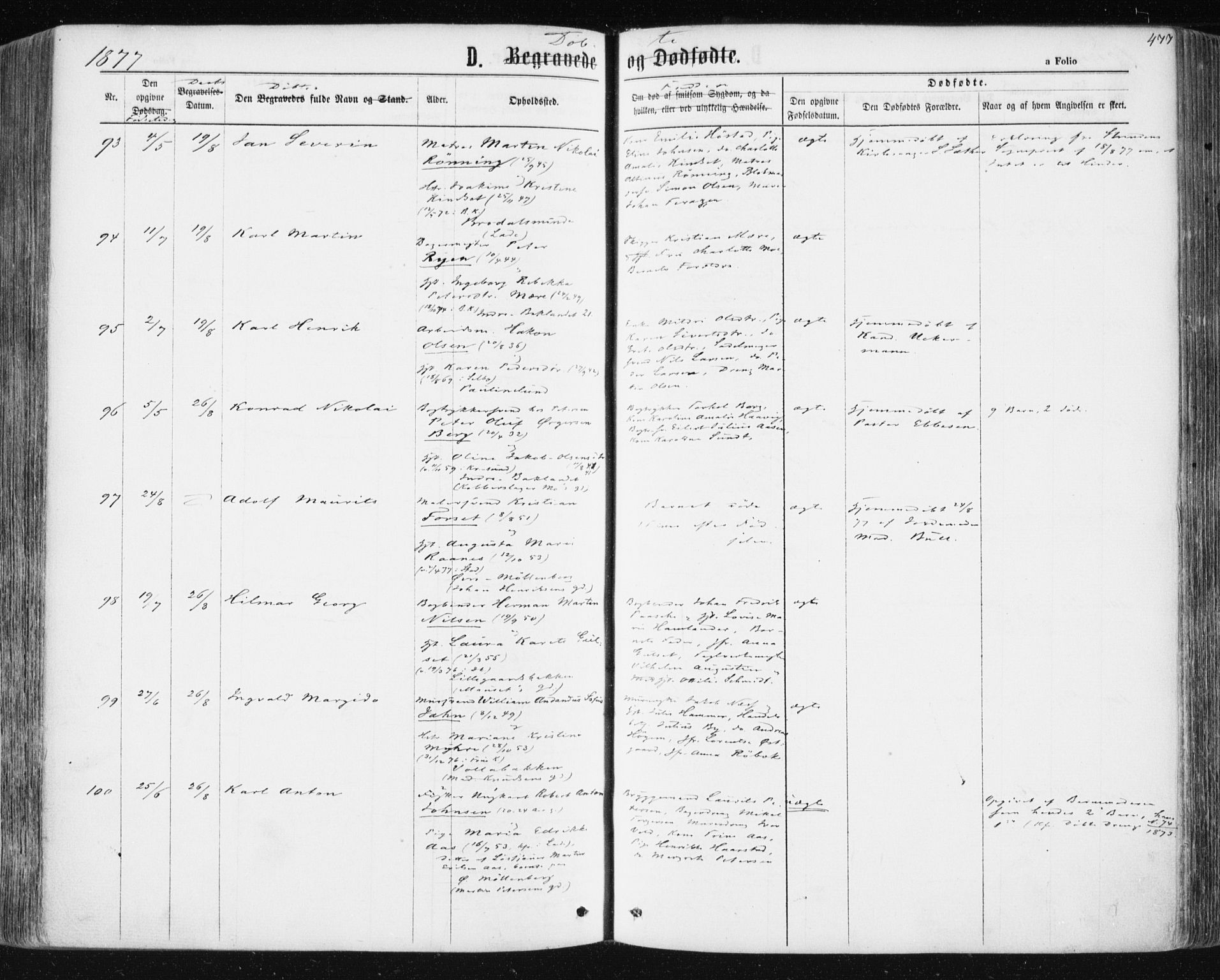 Ministerialprotokoller, klokkerbøker og fødselsregistre - Sør-Trøndelag, AV/SAT-A-1456/604/L0186: Parish register (official) no. 604A07, 1866-1877, p. 477