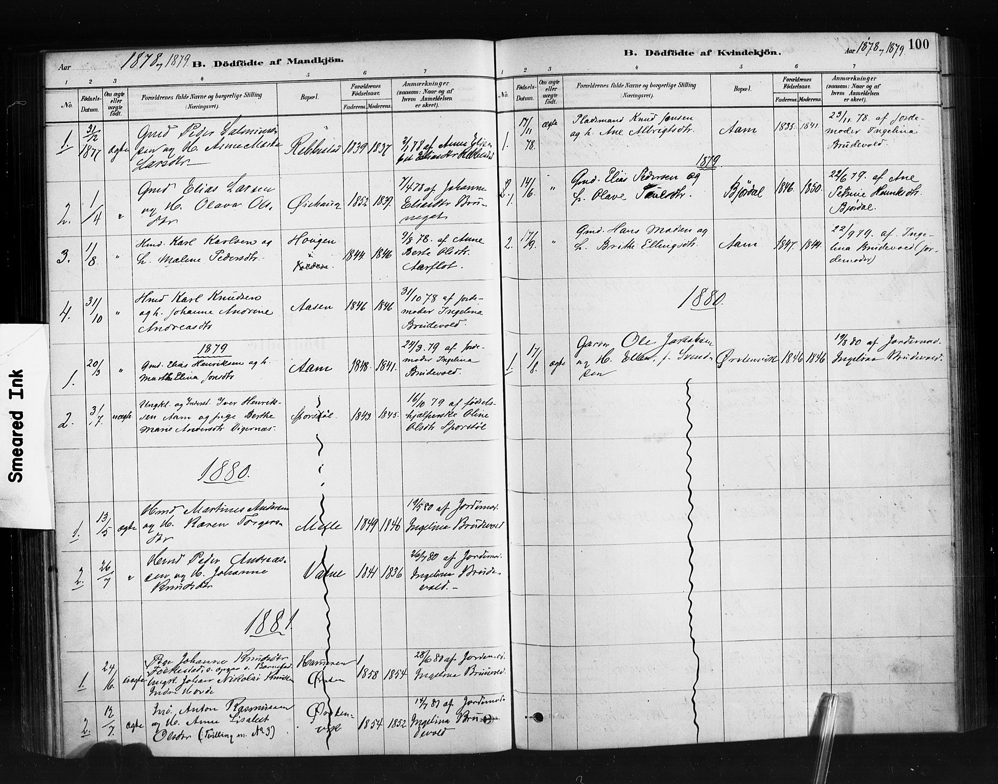 Ministerialprotokoller, klokkerbøker og fødselsregistre - Møre og Romsdal, SAT/A-1454/513/L0176: Parish register (official) no. 513A03, 1877-1889, p. 100