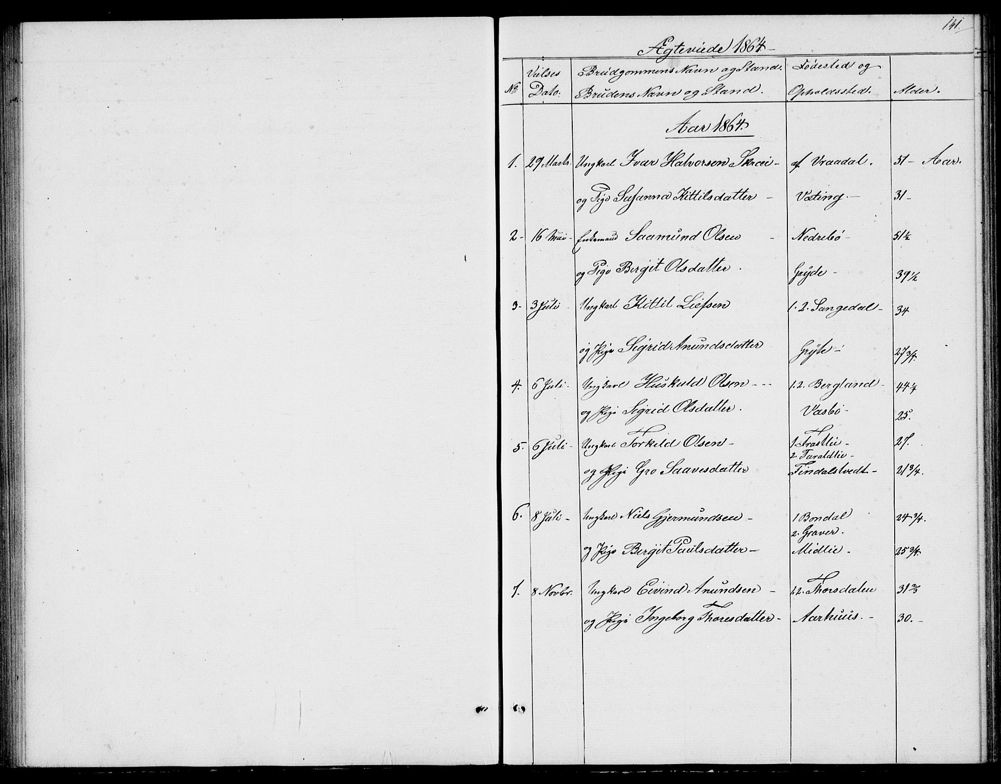 Fyresdal kirkebøker, SAKO/A-263/G/Ga/L0004: Parish register (copy) no. I 4, 1864-1892, p. 141