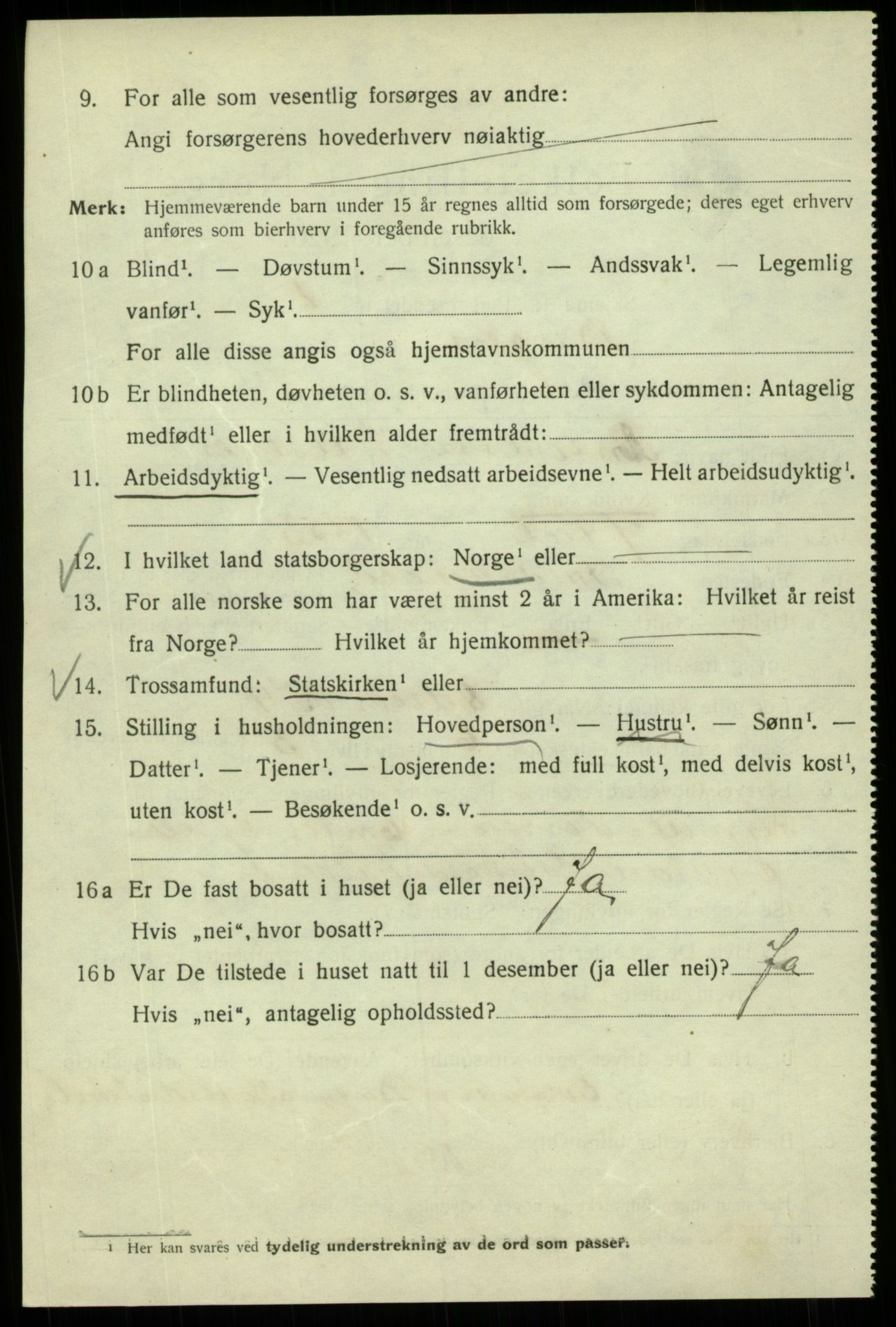 SAB, 1920 census for Bergen, 1920, p. 64535