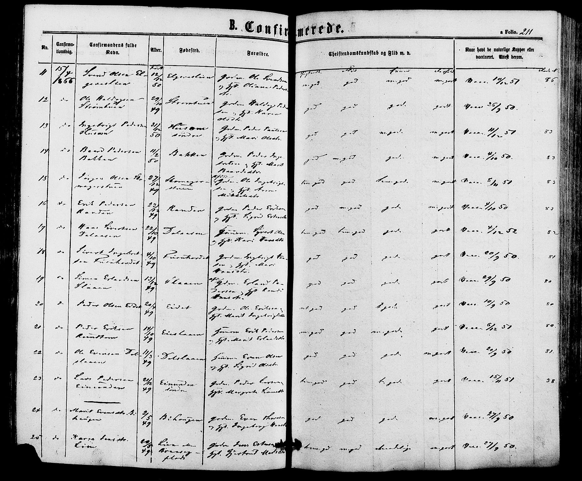 Alvdal prestekontor, AV/SAH-PREST-060/H/Ha/Haa/L0001: Parish register (official) no. 1, 1863-1882, p. 211