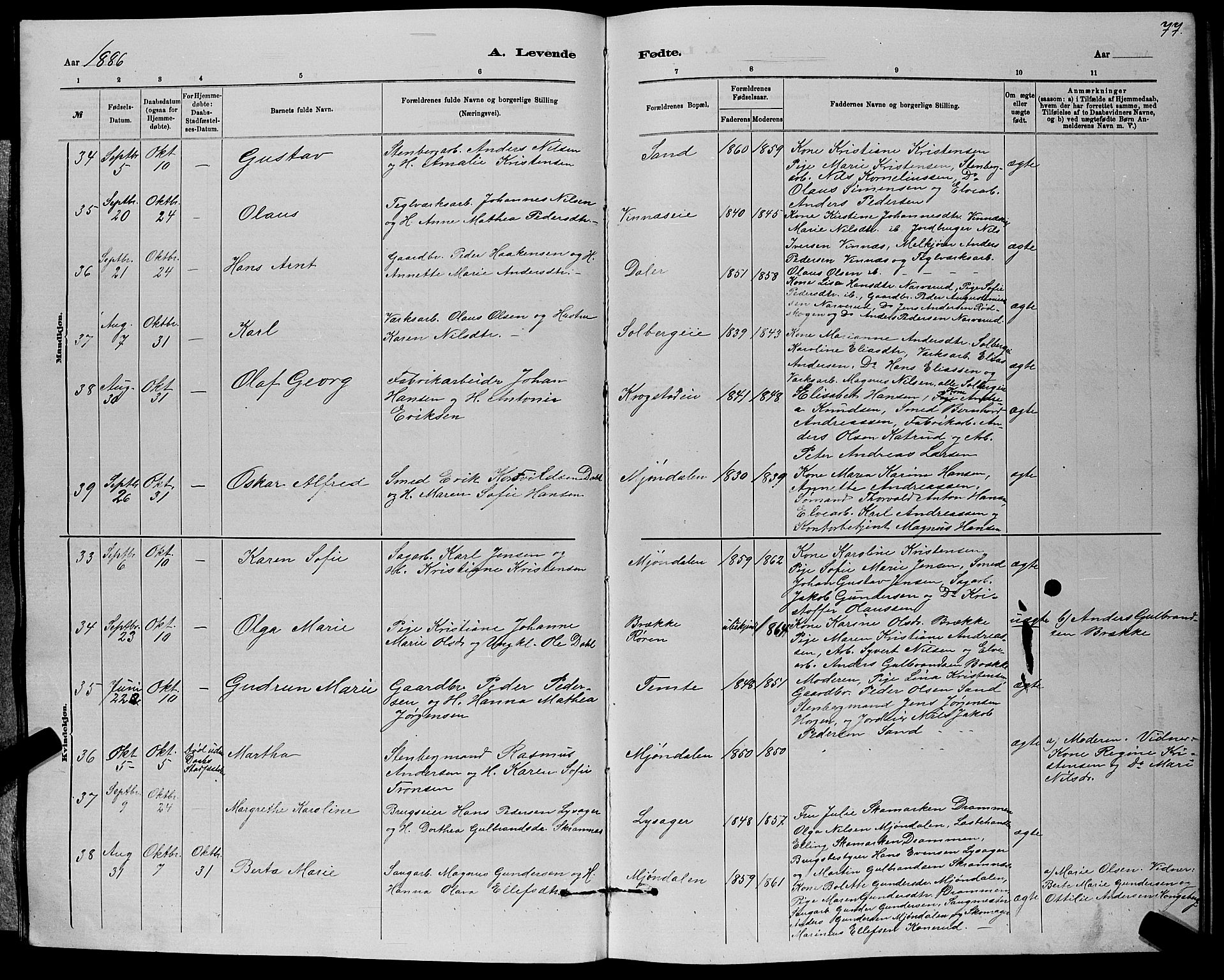 Nedre Eiker kirkebøker, AV/SAKO-A-612/G/Ga/L0002: Parish register (copy) no. 2, 1880-1896, p. 77