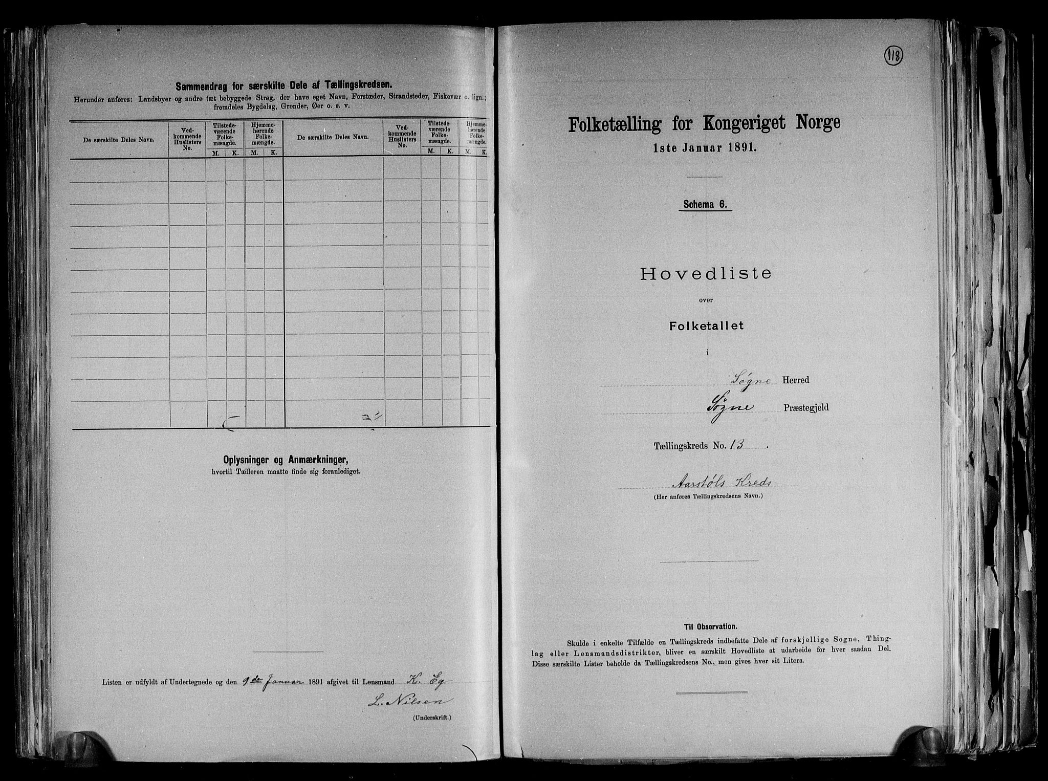 RA, 1891 census for 1018 Søgne, 1891, p. 34