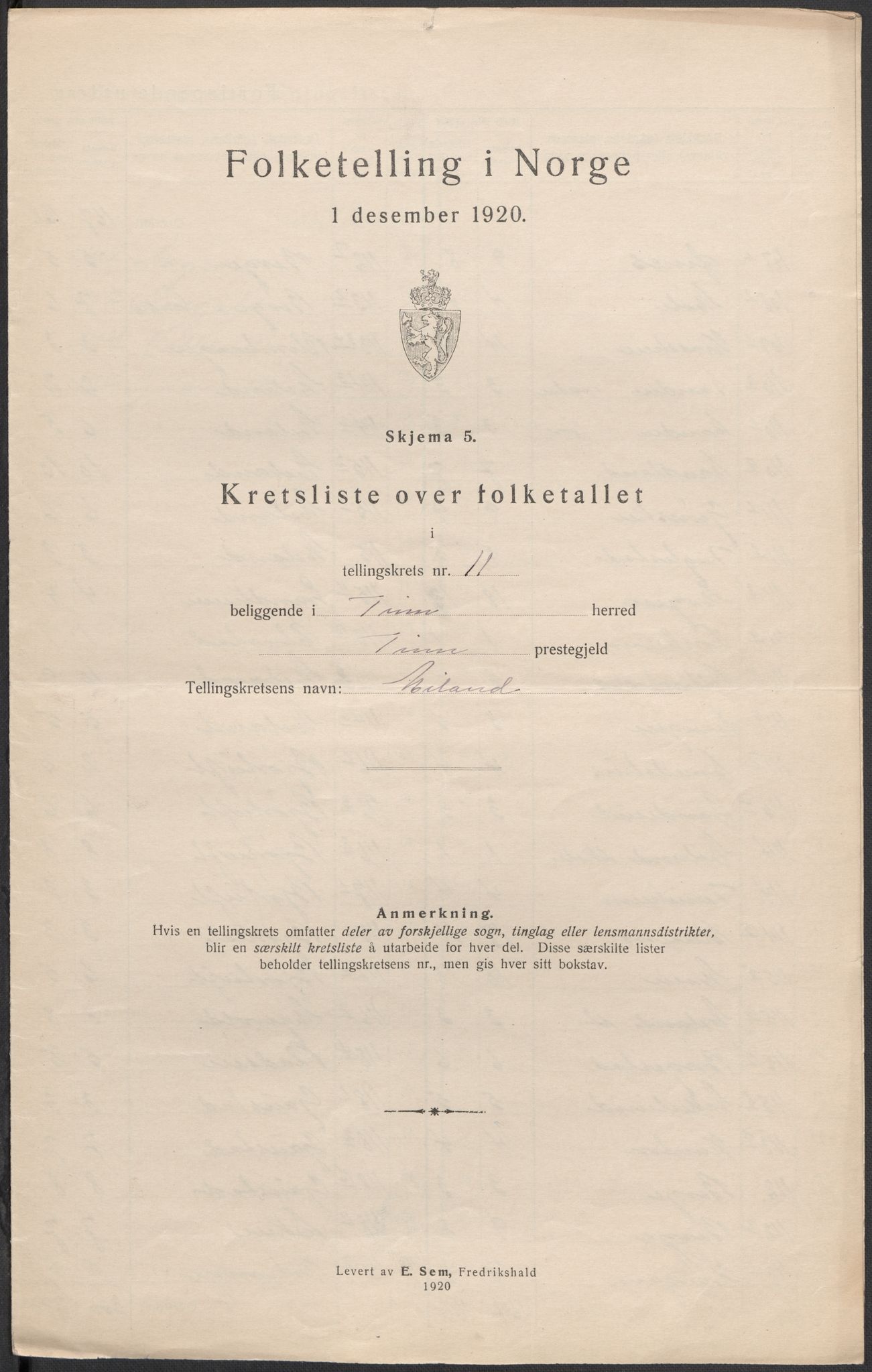 SAKO, 1920 census for Tinn, 1920, p. 35