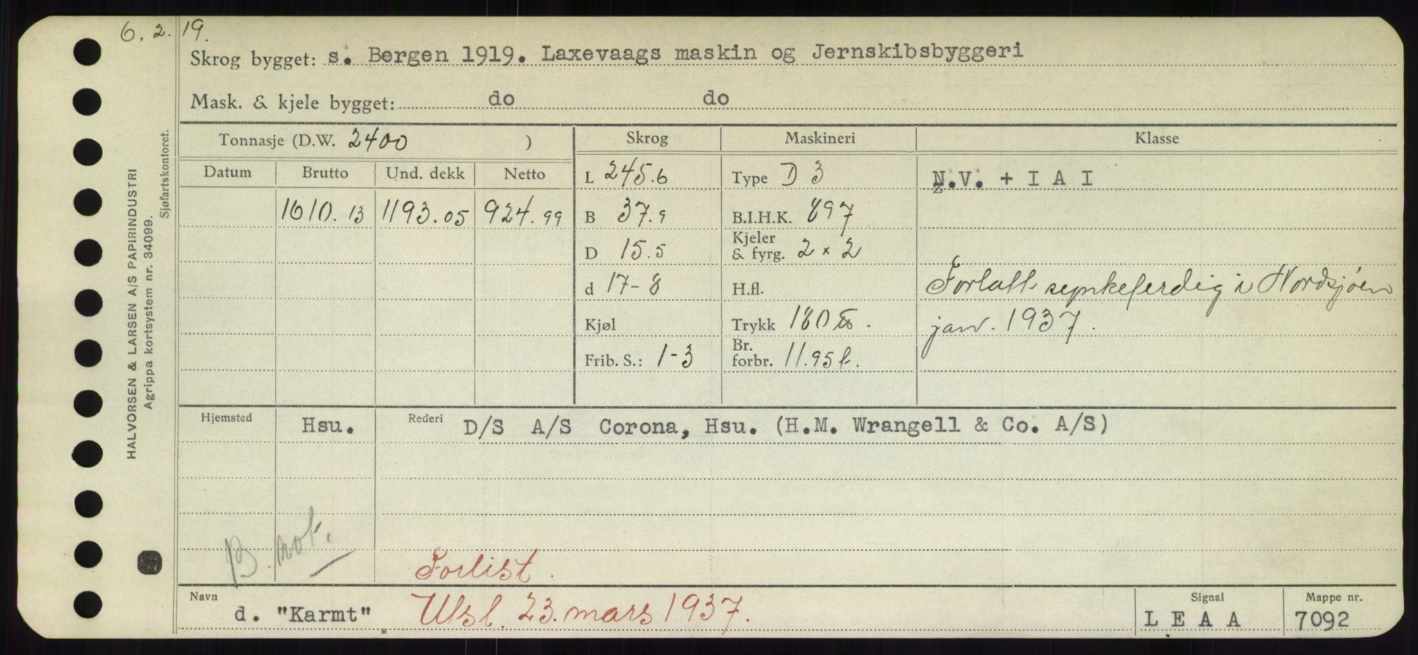 Sjøfartsdirektoratet med forløpere, Skipsmålingen, RA/S-1627/H/Hd/L0020: Fartøy, K-Kon, p. 129