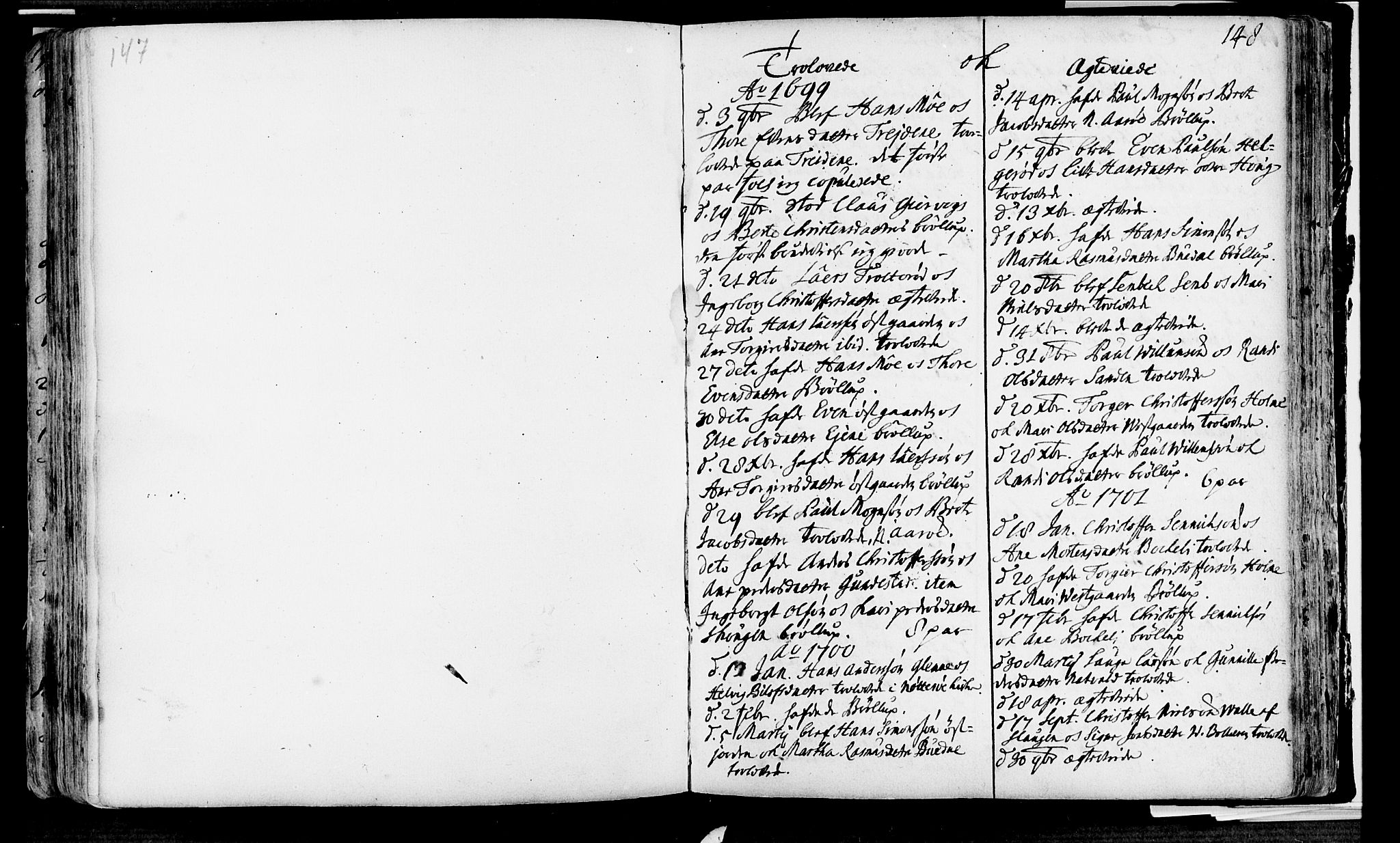 Nøtterøy kirkebøker, SAKO/A-354/F/Fa/L0001: Parish register (official) no. I 1, 1686-1738, p. 147-148