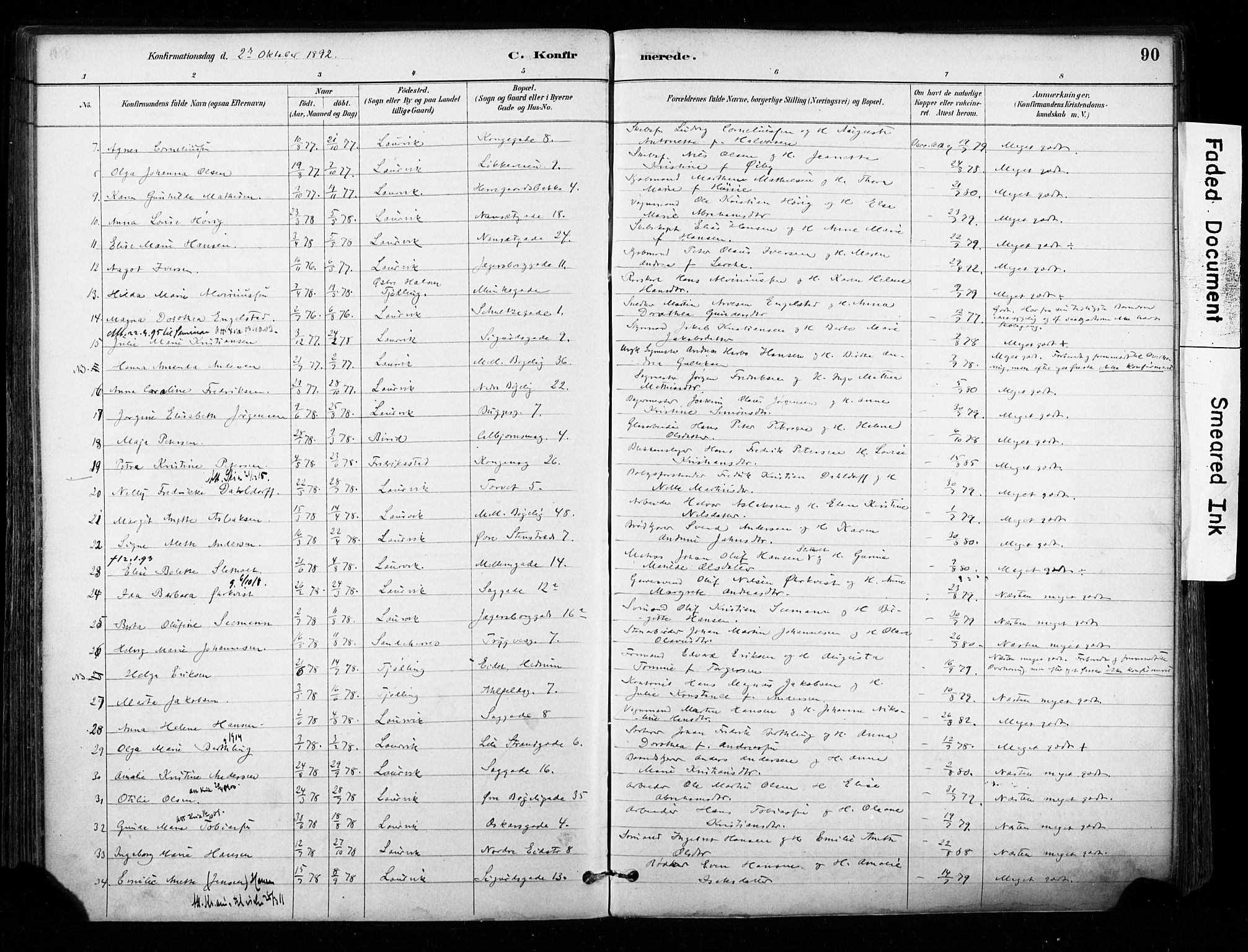 Larvik kirkebøker, AV/SAKO-A-352/F/Fa/L0008: Parish register (official) no. I 8, 1884-1902, p. 90