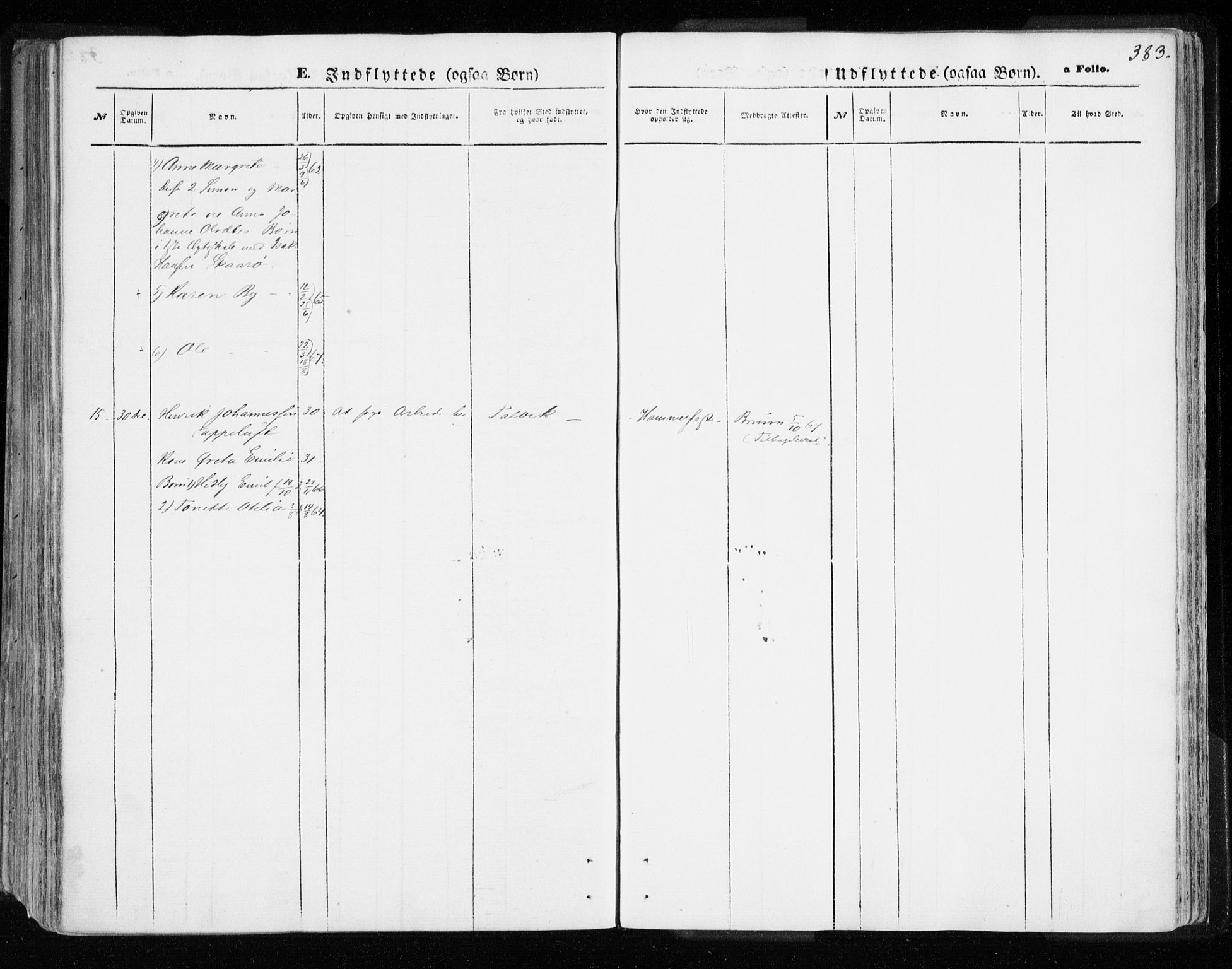 Hammerfest sokneprestkontor, AV/SATØ-S-1347/H/Ha/L0005.kirke: Parish register (official) no. 5, 1857-1869, p. 383