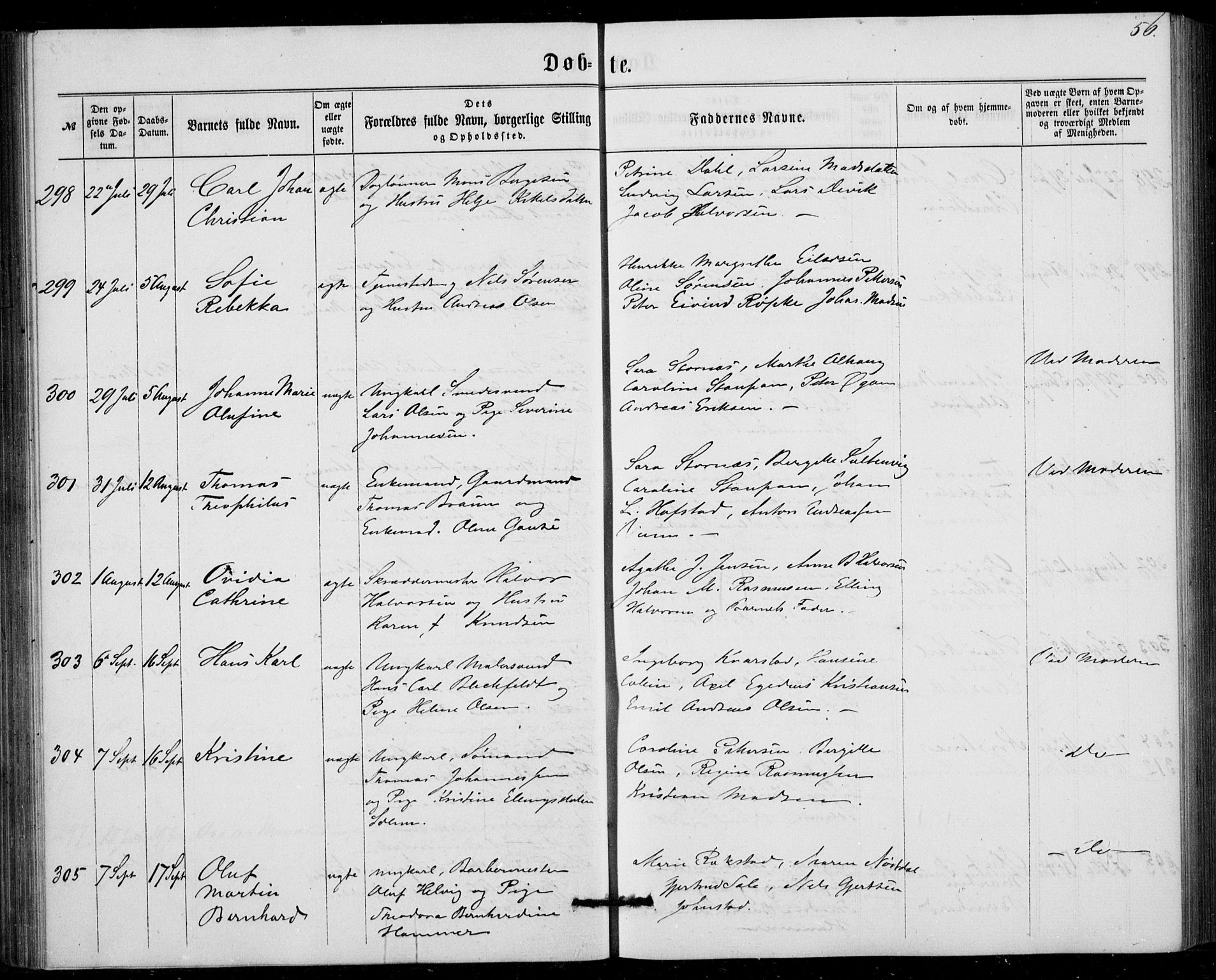 Fødselsstiftelsens sokneprestembete, ført av overlegen*, SAB/-: Parish register (official) no. A 1, 1863-1883, p. 56