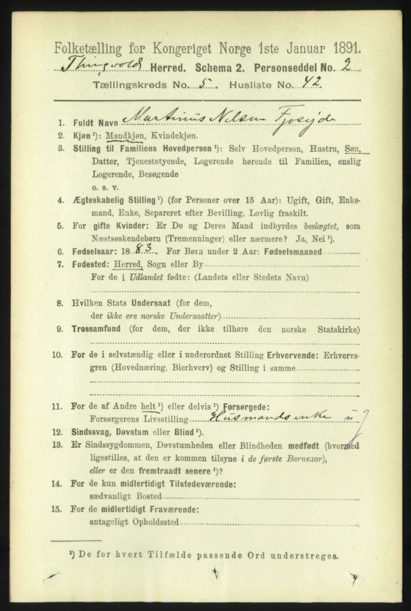 RA, 1891 census for 1560 Tingvoll, 1891, p. 2358