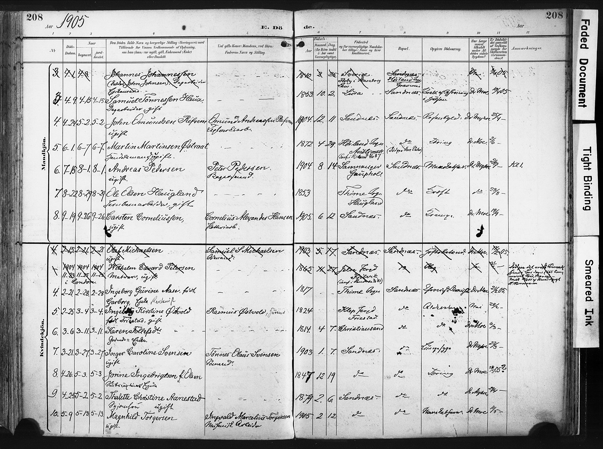 Høyland sokneprestkontor, AV/SAST-A-101799/001/30BA/L0016: Parish register (official) no. A 16, 1899-1911, p. 208