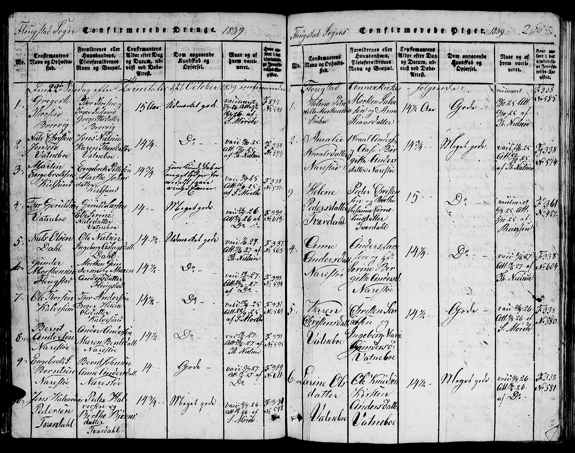 Dypvåg sokneprestkontor, AV/SAK-1111-0007/F/Fb/Fbb/L0001: Parish register (copy) no. B 1, 1816-1850, p. 260