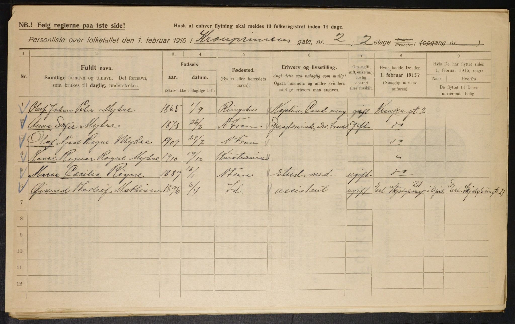 OBA, Municipal Census 1916 for Kristiania, 1916, p. 55692