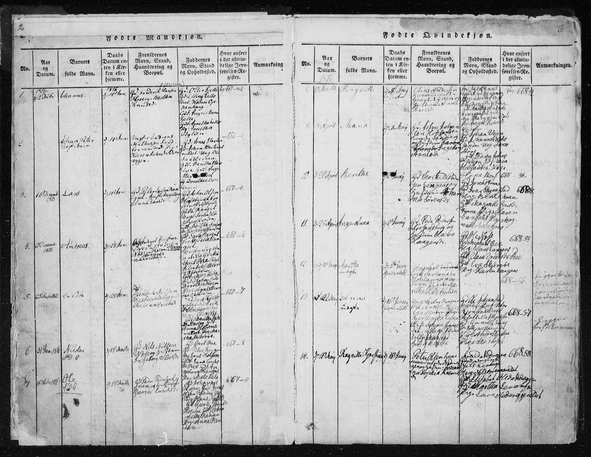 Ministerialprotokoller, klokkerbøker og fødselsregistre - Nord-Trøndelag, AV/SAT-A-1458/717/L0148: Parish register (official) no. 717A04 /1, 1816-1825, p. 2-3