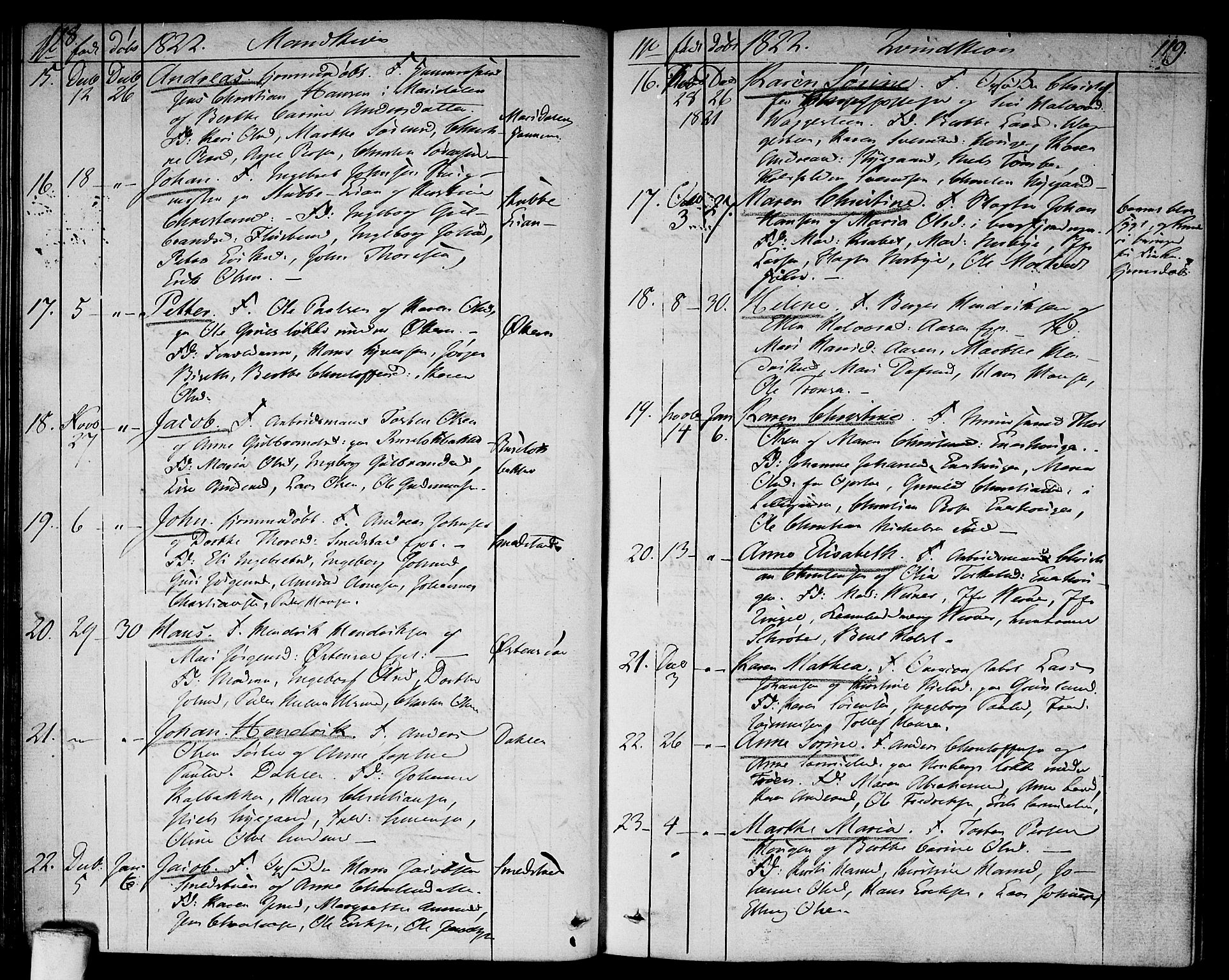 Aker prestekontor kirkebøker, AV/SAO-A-10861/F/L0012: Parish register (official) no. 12, 1819-1828, p. 118-119