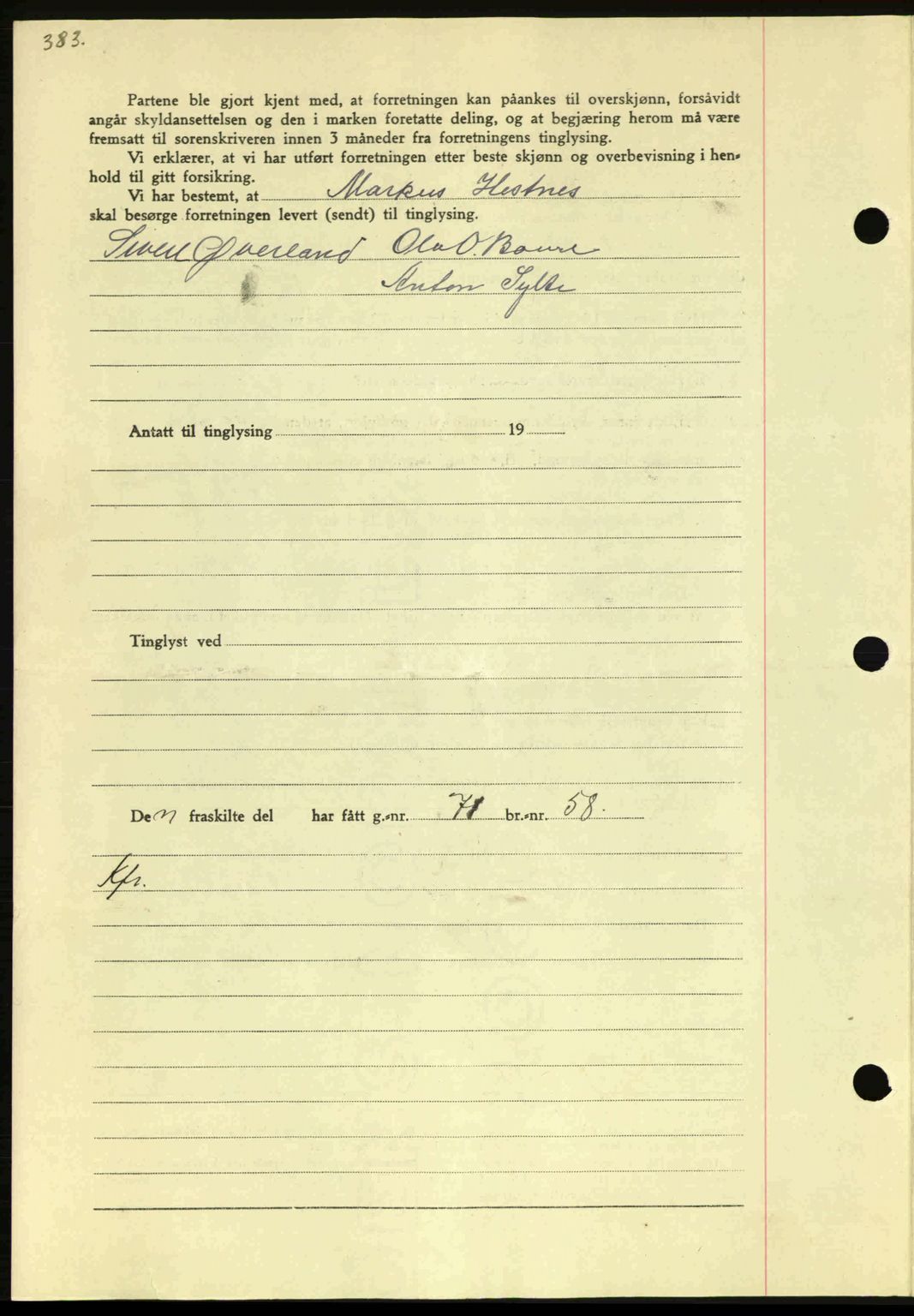 Nordmøre sorenskriveri, AV/SAT-A-4132/1/2/2Ca: Mortgage book no. A95, 1943-1943, Diary no: : 1446/1943