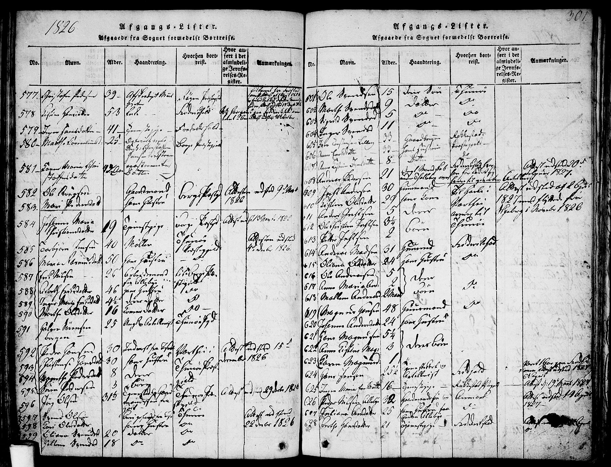 Skjeberg prestekontor Kirkebøker, SAO/A-10923/F/Fa/L0004: Parish register (official) no. I 4, 1815-1830, p. 301