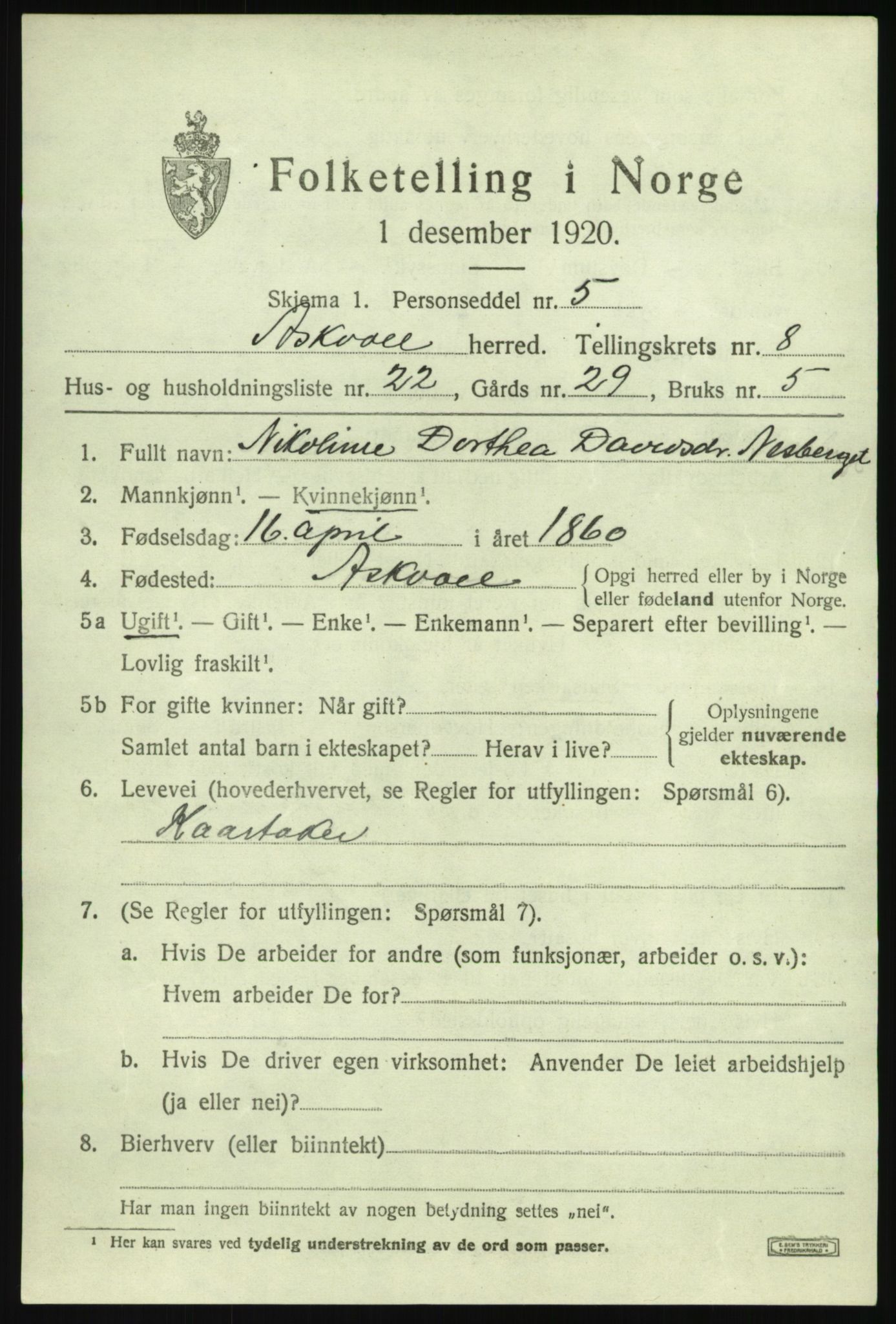 SAB, 1920 census for Askvoll, 1920, p. 3866