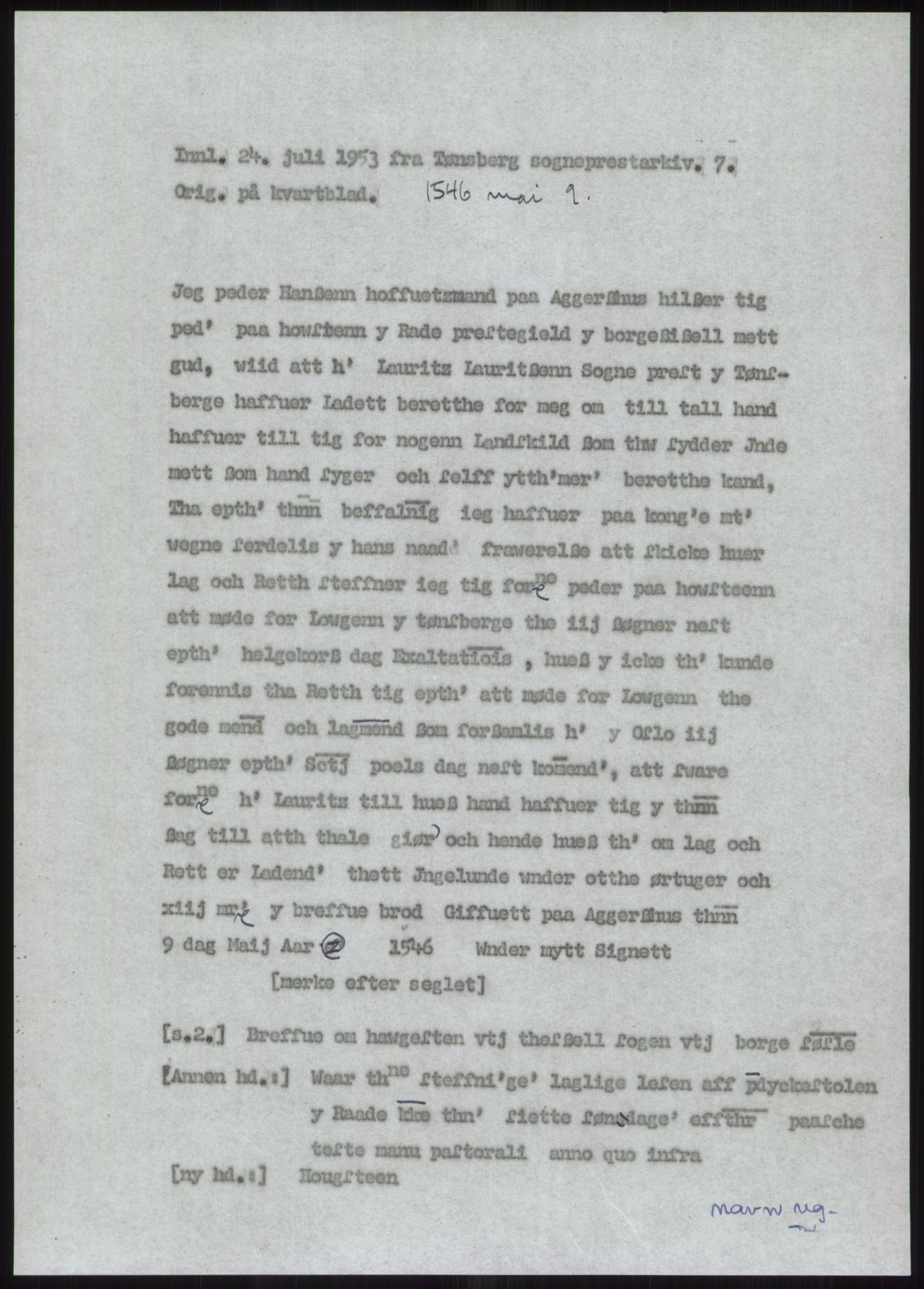 Samlinger til kildeutgivelse, Diplomavskriftsamlingen, RA/EA-4053/H/Ha, p. 1012