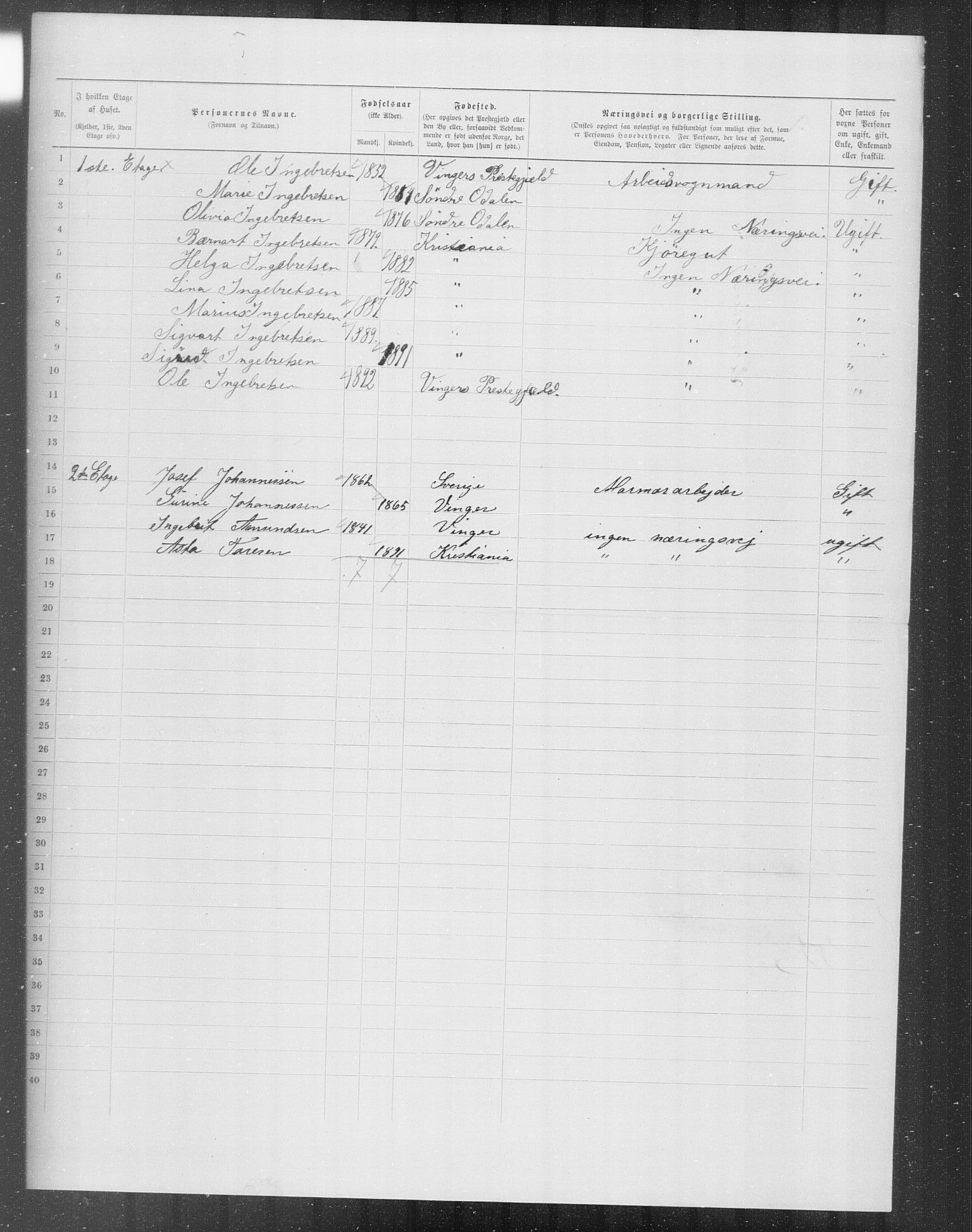 OBA, Municipal Census 1899 for Kristiania, 1899, p. 7543