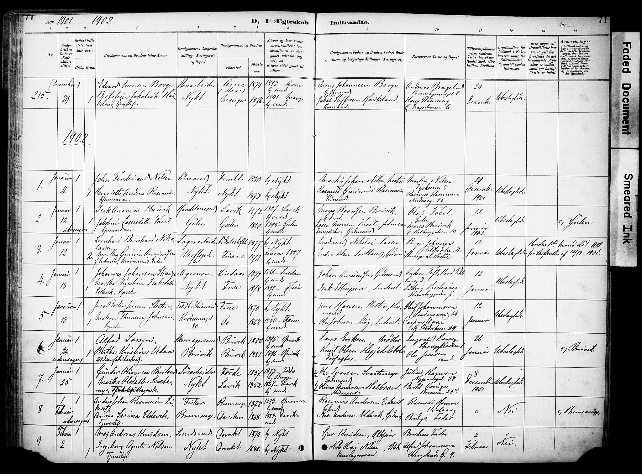 Nykirken Sokneprestembete, SAB/A-77101/H/Haa/L0034: Parish register (official) no. D 4, 1896-1905, p. 71