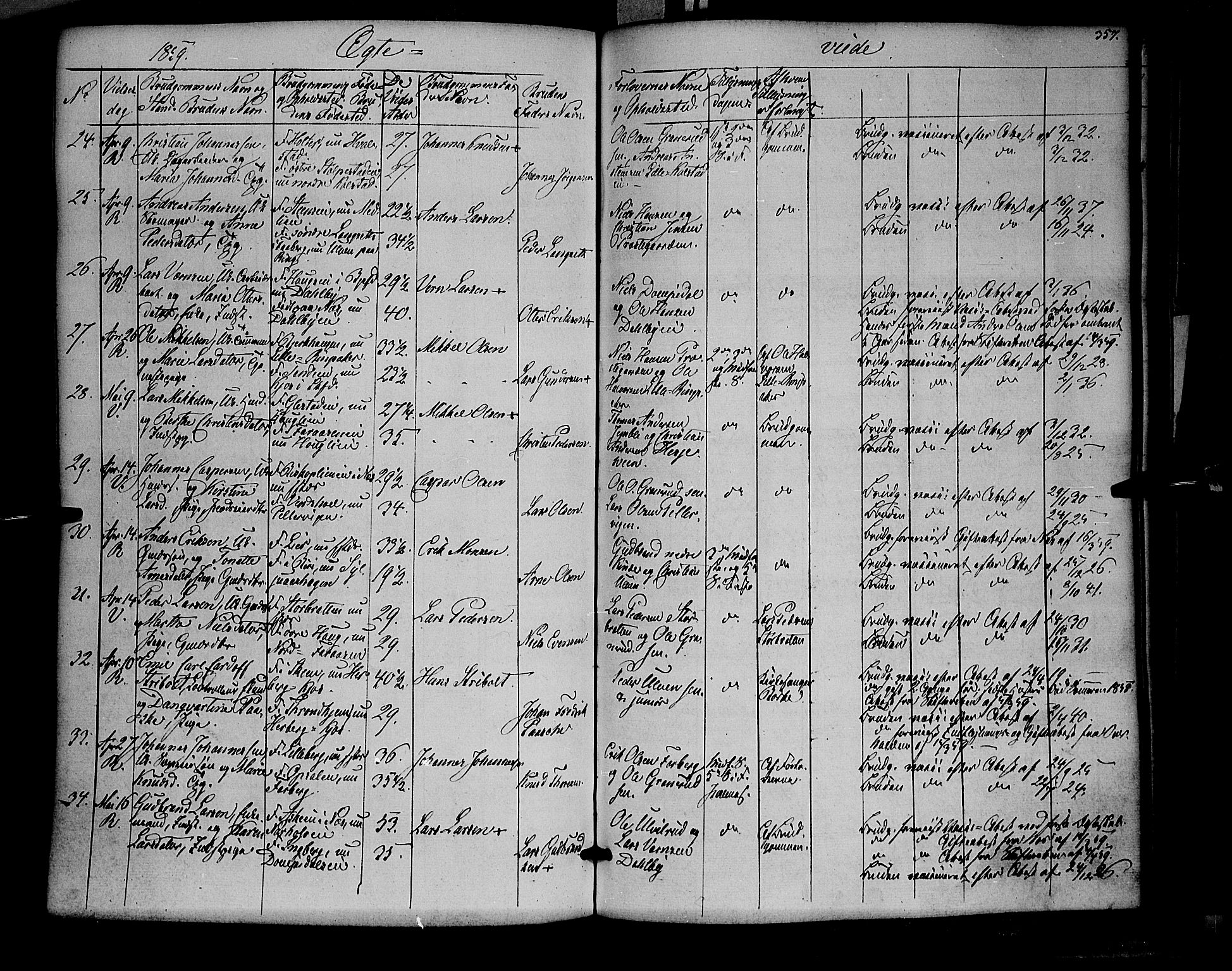 Ringsaker prestekontor, SAH/PREST-014/K/Ka/L0009: Parish register (official) no. 9, 1850-1860, p. 357